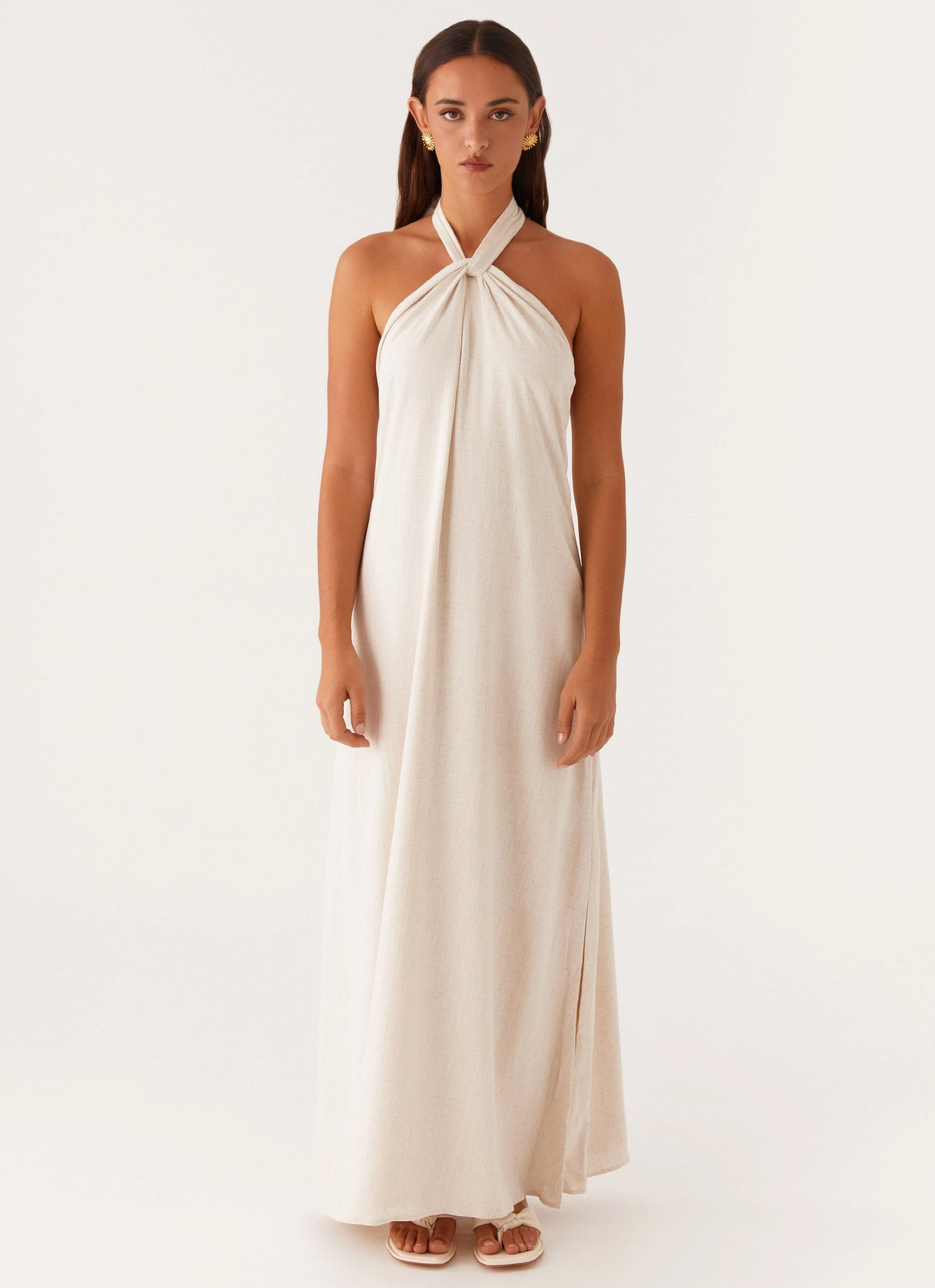 Breathable Design Golden Child Linen Maxi Dress - Oatmeal