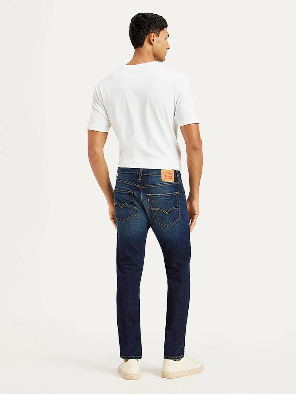 Men's 512 Navy Blue Slim Tapered Fit Mid Rise Jeans Travel Outfit Evening Stroll Minimalist