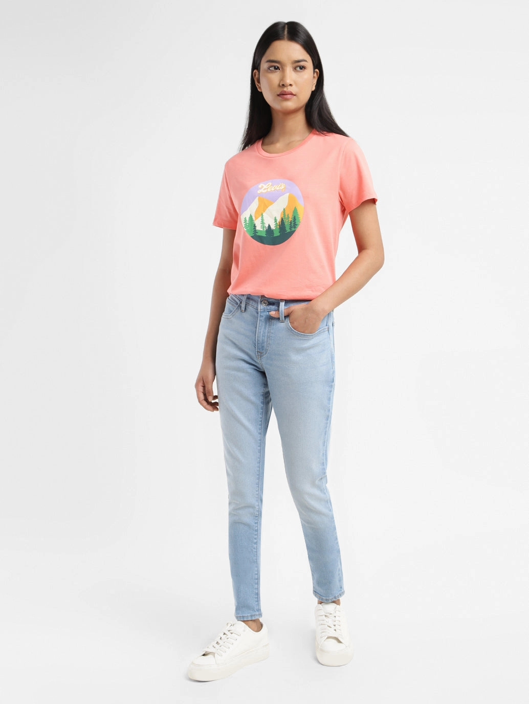 Music Event Smooth Casual Women's 710 Blue Skinny Fit Mid Rise Jeans