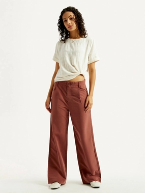 StainResistantCoating Layering Comfort Women's Rust Flared Fit Mid Rise Trousers