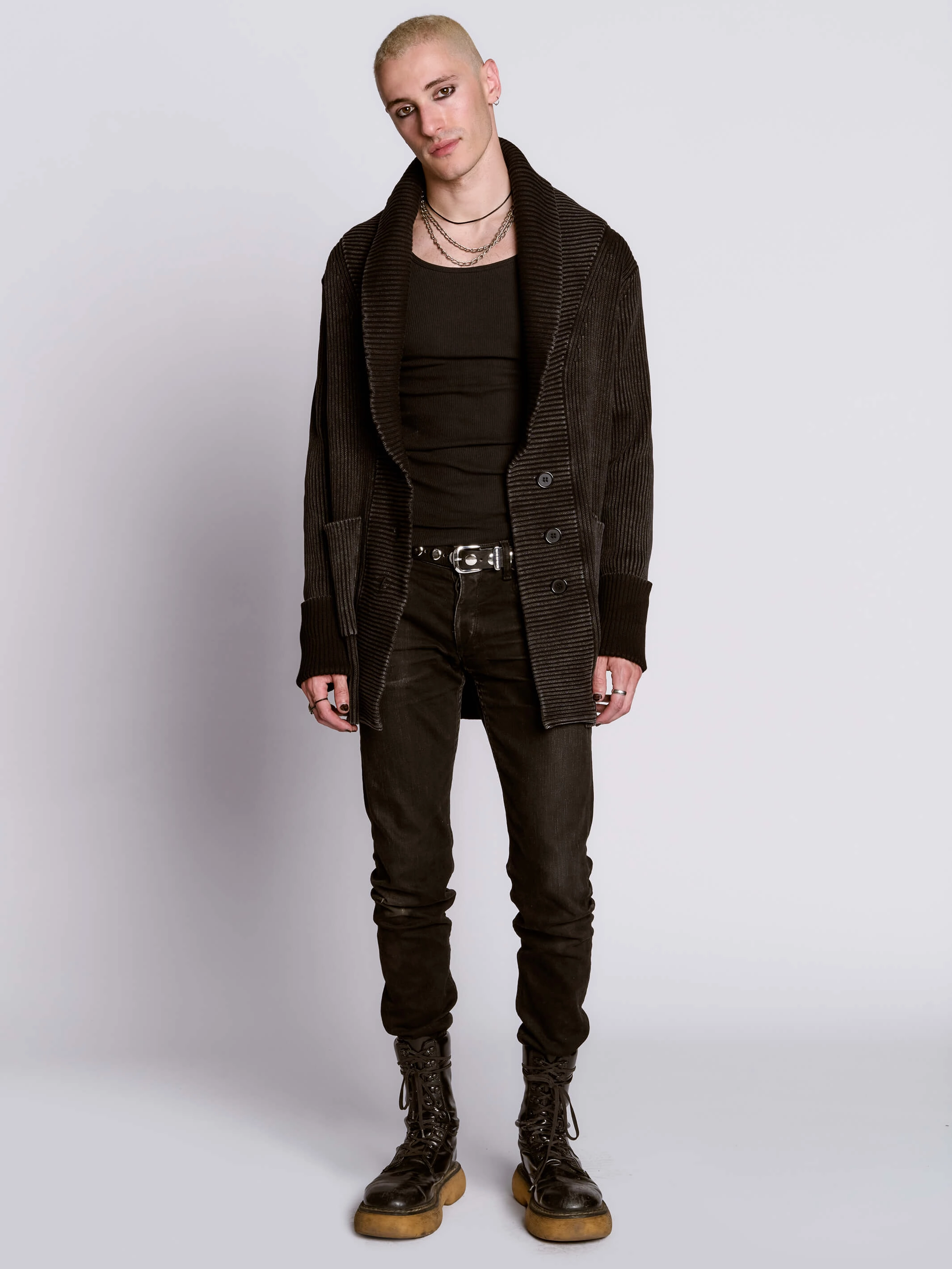 Distressed Rib Cardigan Comfortable Knitwear Knit texture