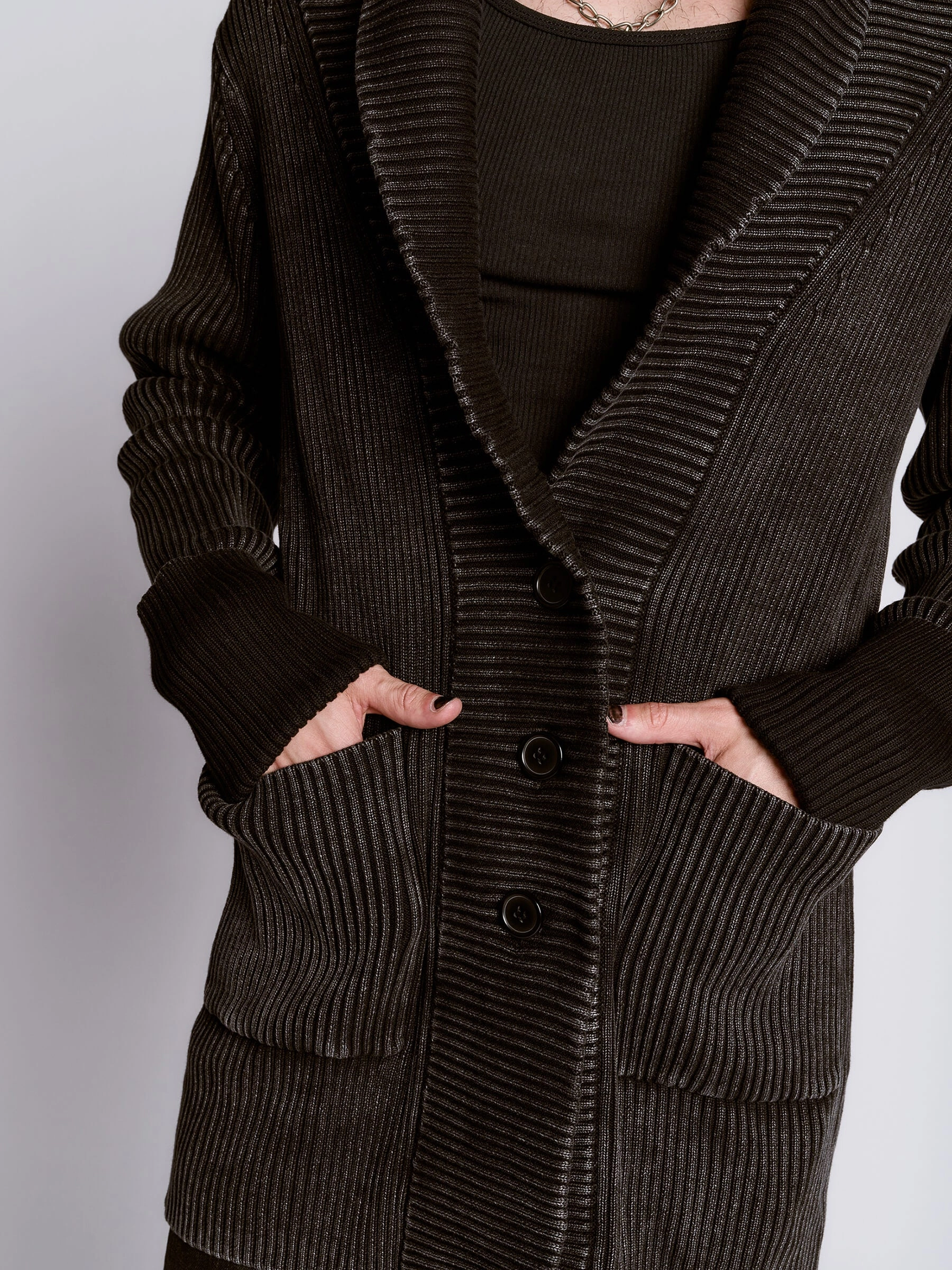 Chilly Weather Wear Seasonal piece Distressed Rib Cardigan