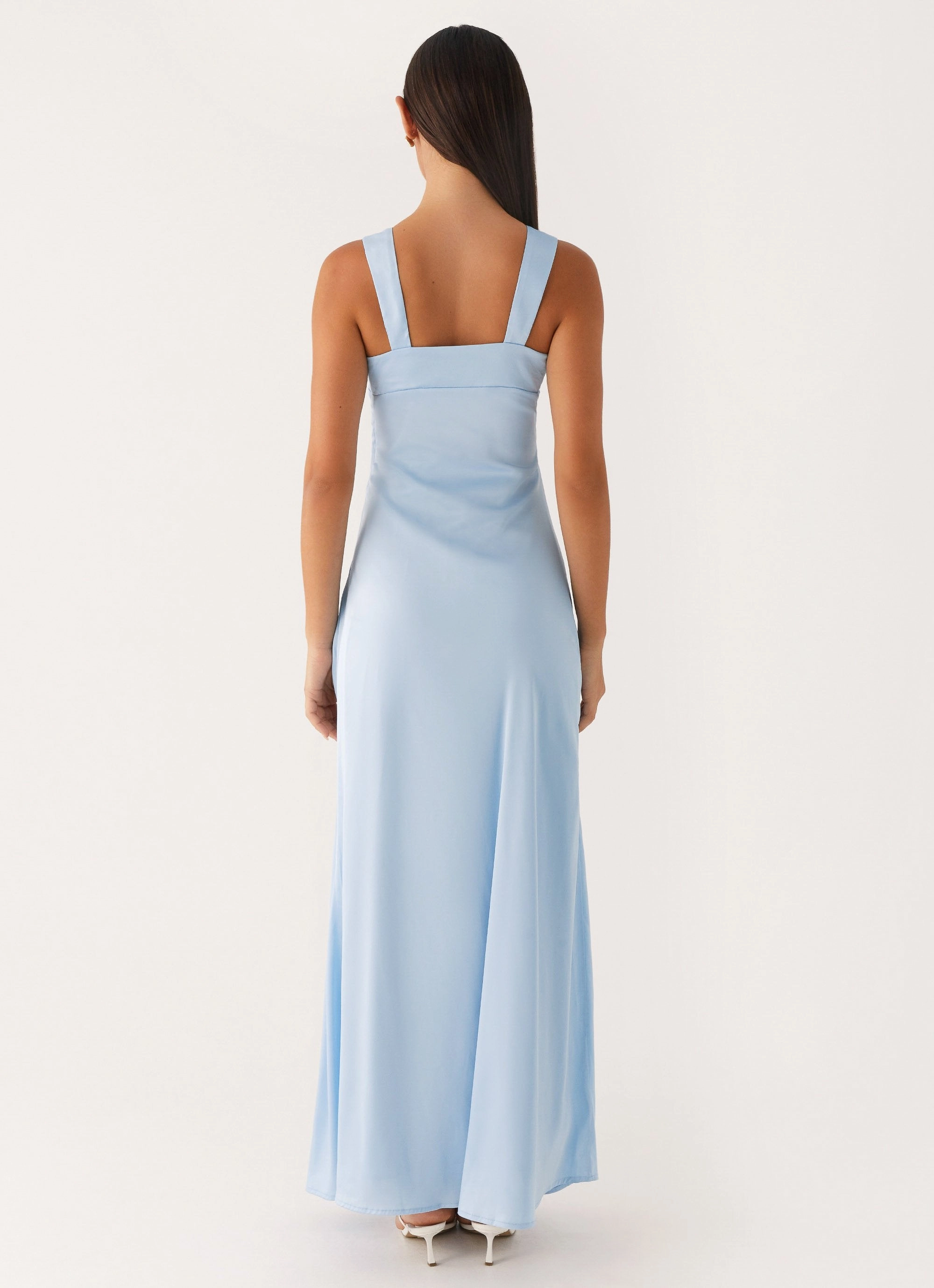 High-Fashion Odette Satin Maxi Dress - Blue