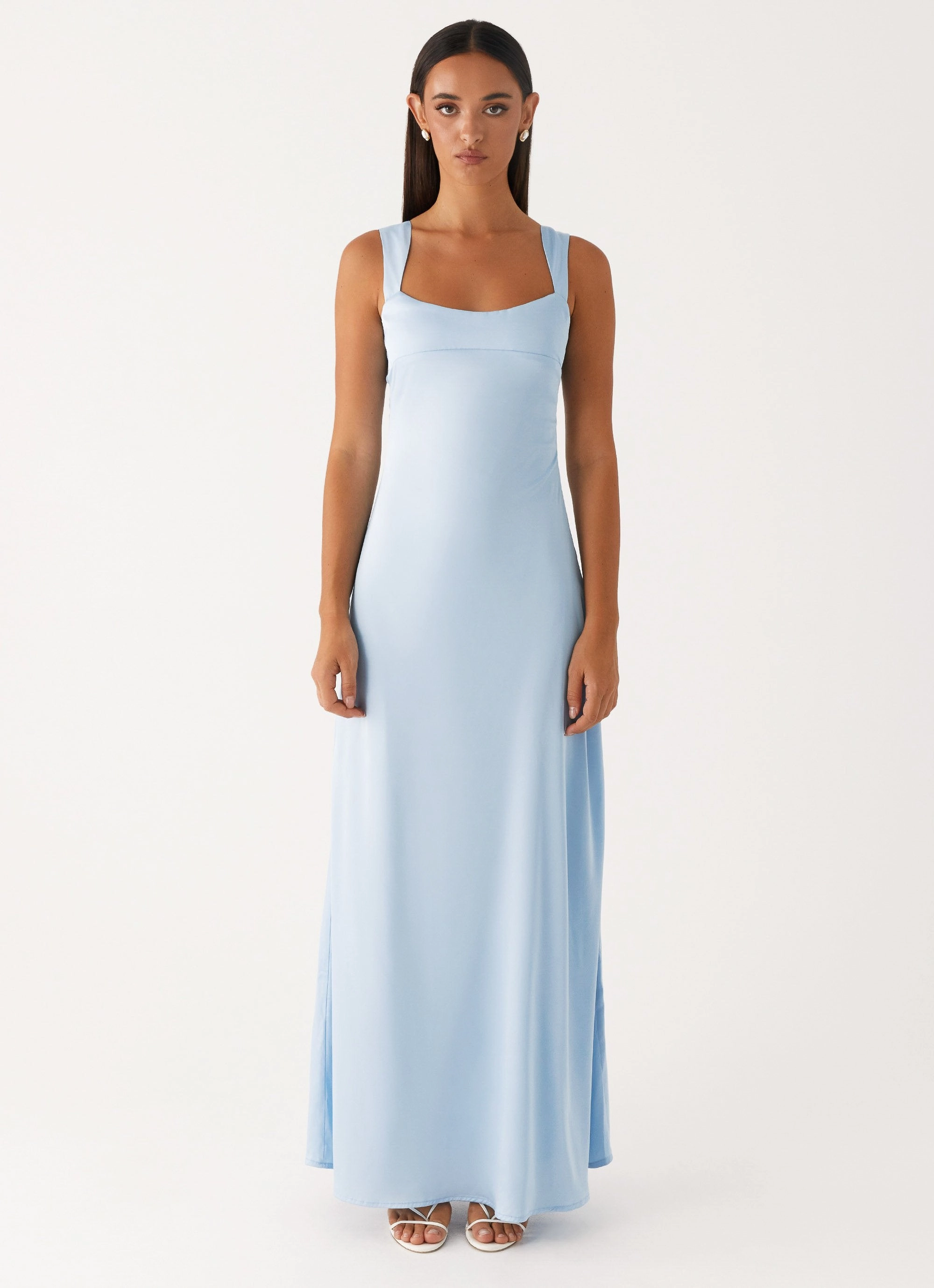 Odette Satin Maxi Dress - Blue Formal Style Trend Glow