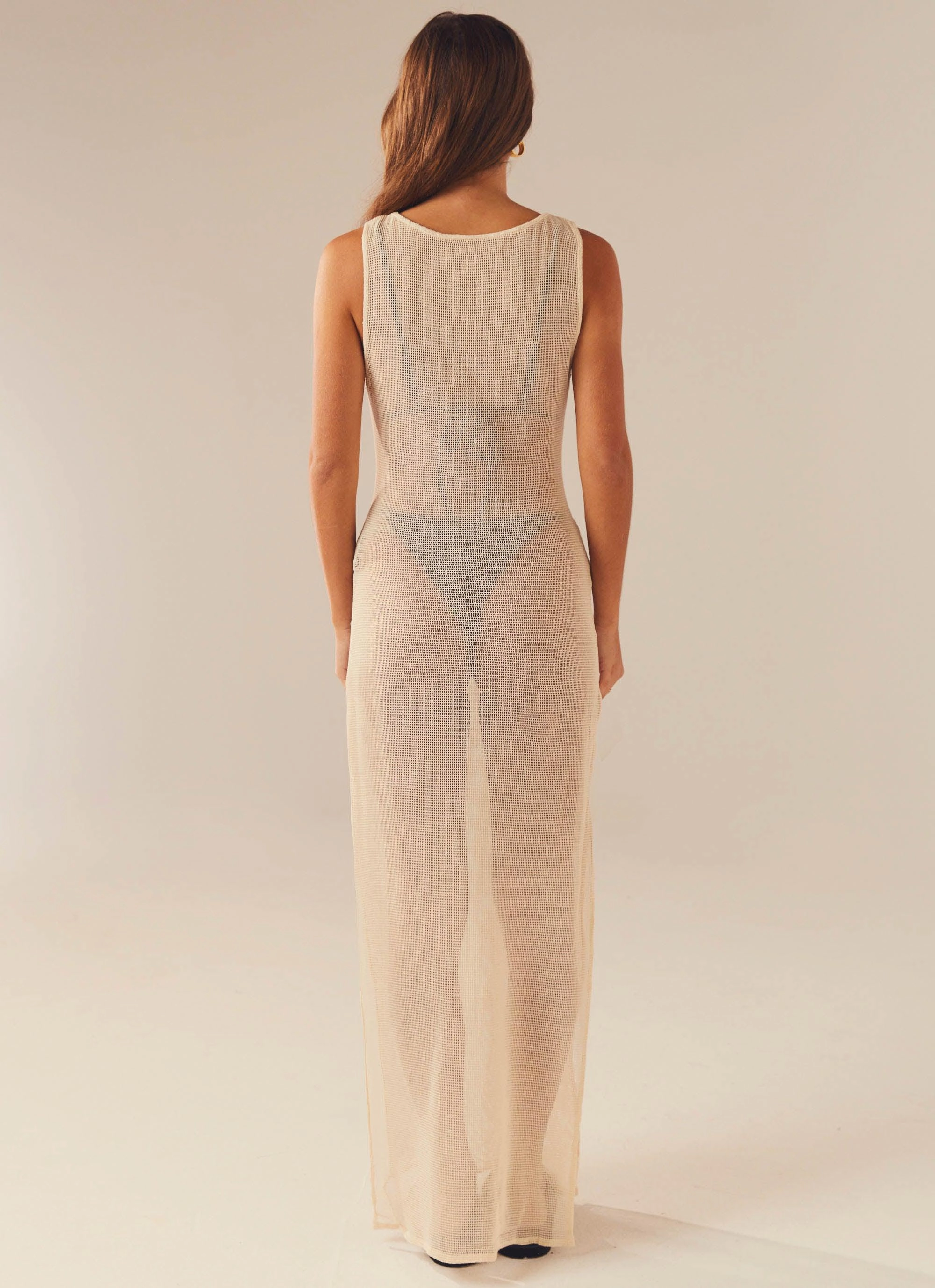 Caught Up Maxi Dress - Beige Bright-Hue Relaxed Vibe