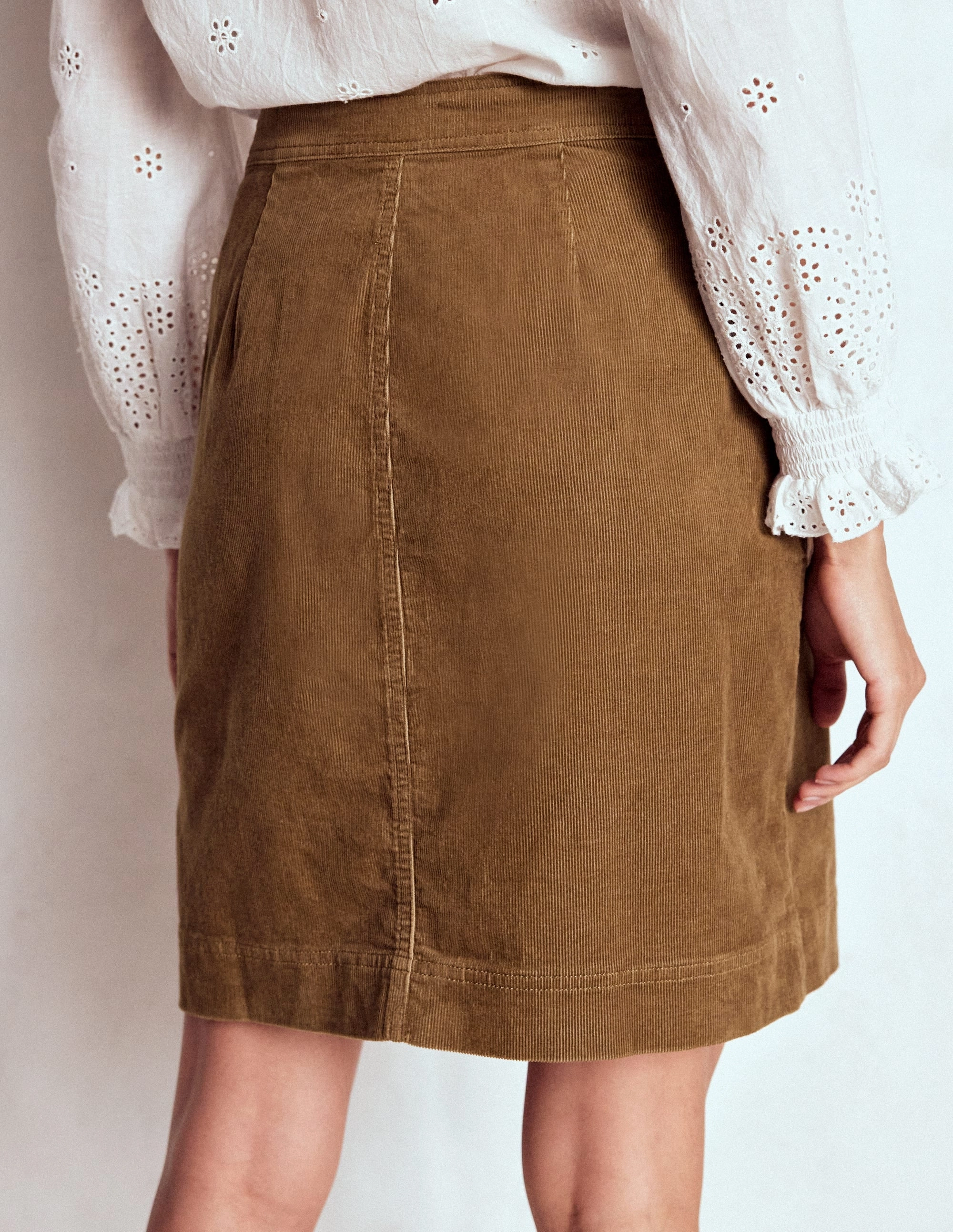 Cecelia Cord Skirt-Latte Mood Dressing Split hem