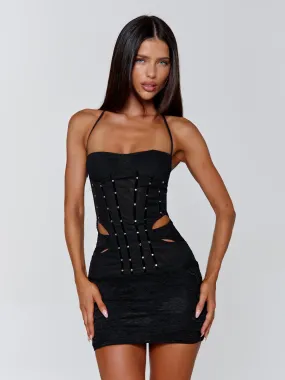 CELESTINE MINI DRESS BLACK Floating Shape