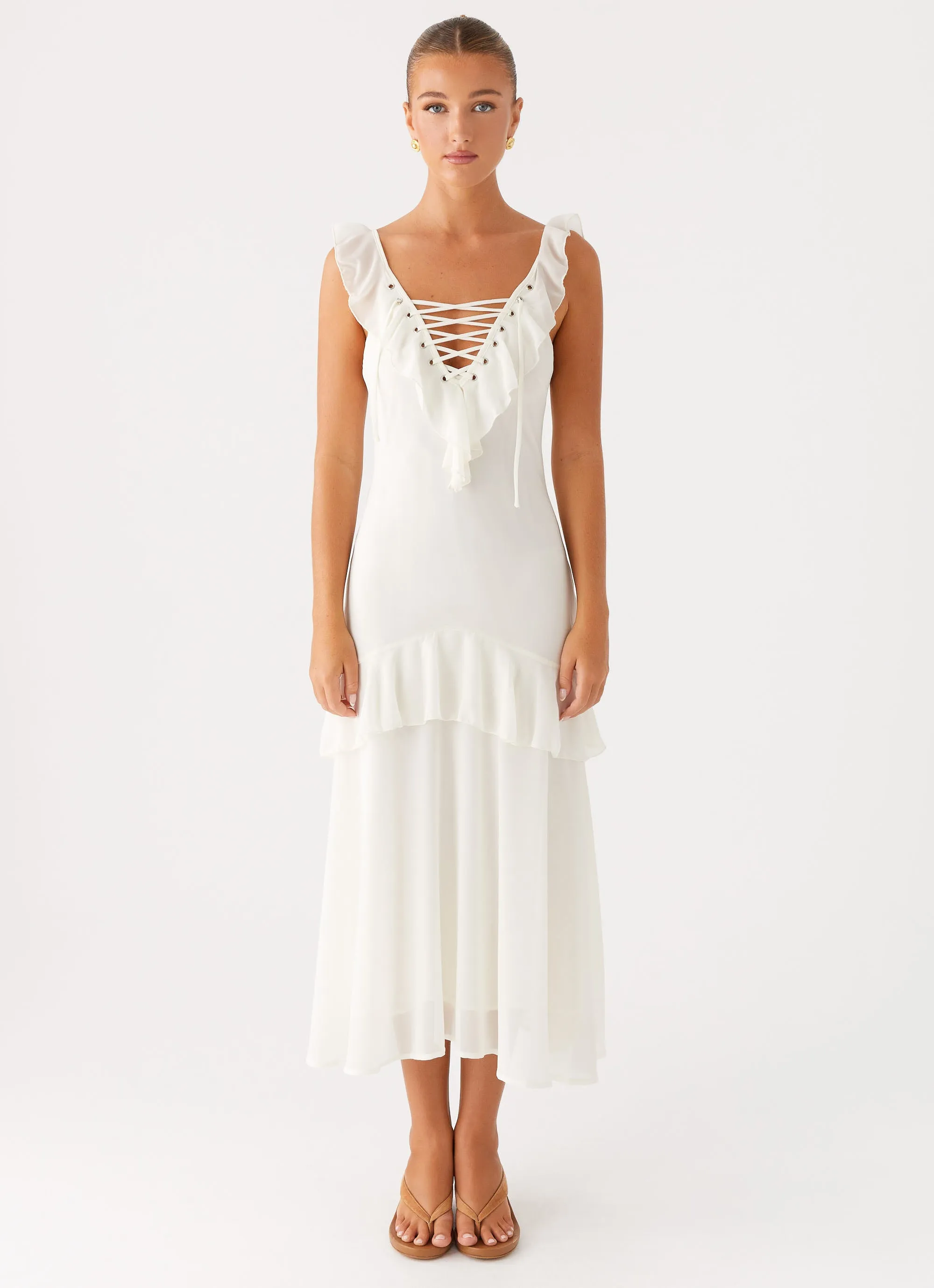 Celie Midi Dress - Ivory Cool Motion Fall Go