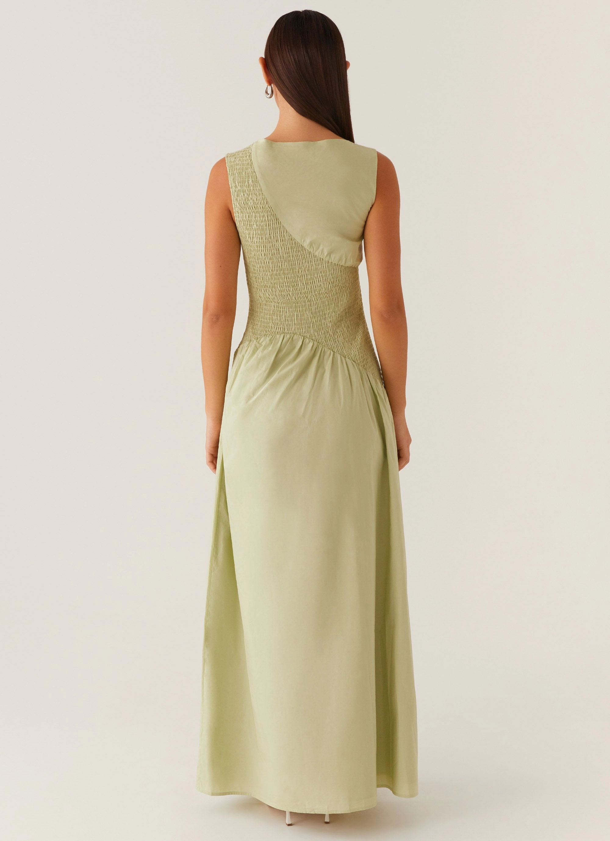 Open-back Altitude Shirred Maxi Dress - Pastel Green