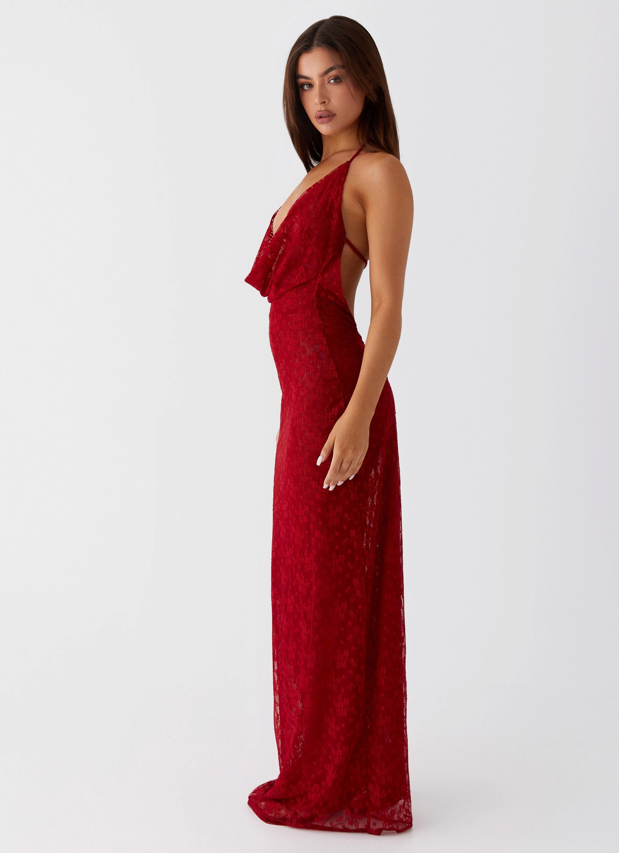 Chic Style Wear Champagne Coastline Maxi Dress - Dark Red