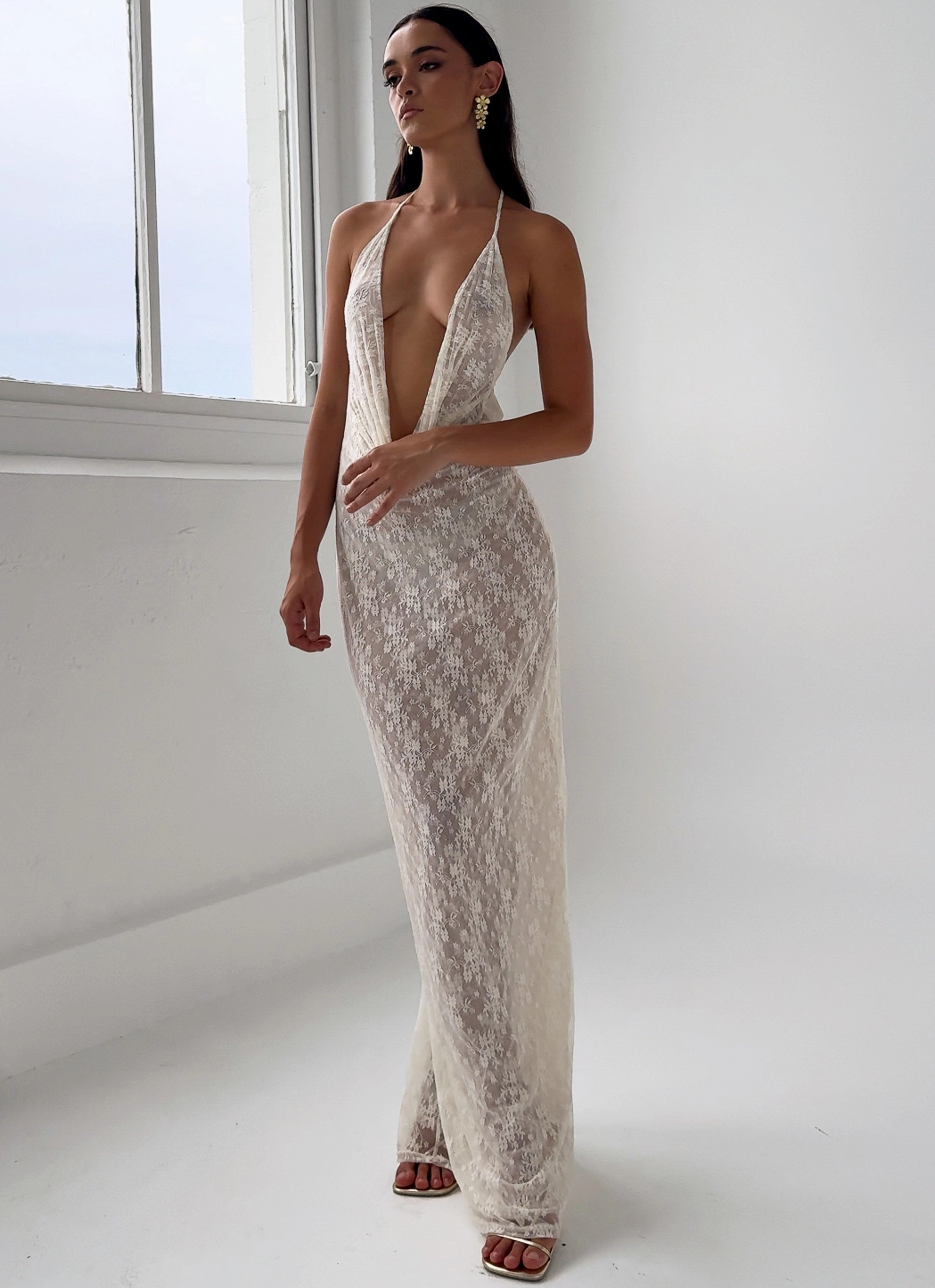 Champagne Coastline Maxi Dress - Ivory Smart Wear Calm Texture