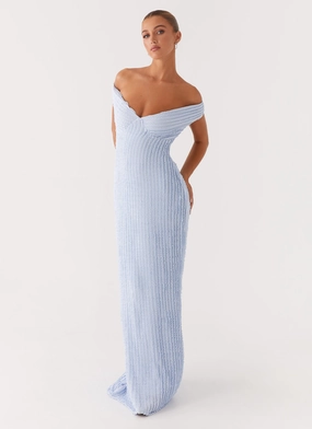 Chantelle Maxi Dress - Blue Elegant Waist Design Clean Edge