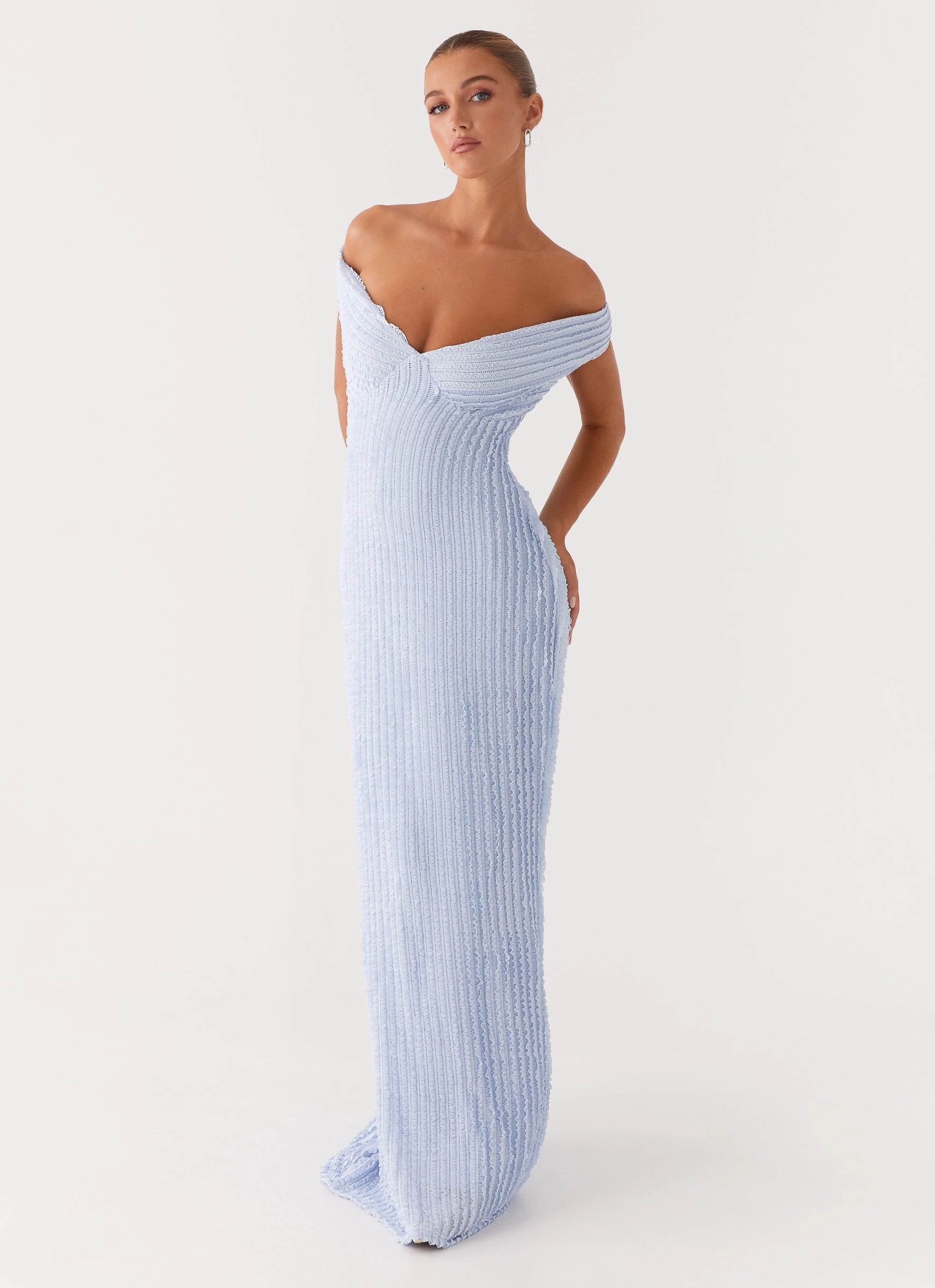 Chantelle Maxi Dress - Blue Elegant Waist Design Clean Edge
