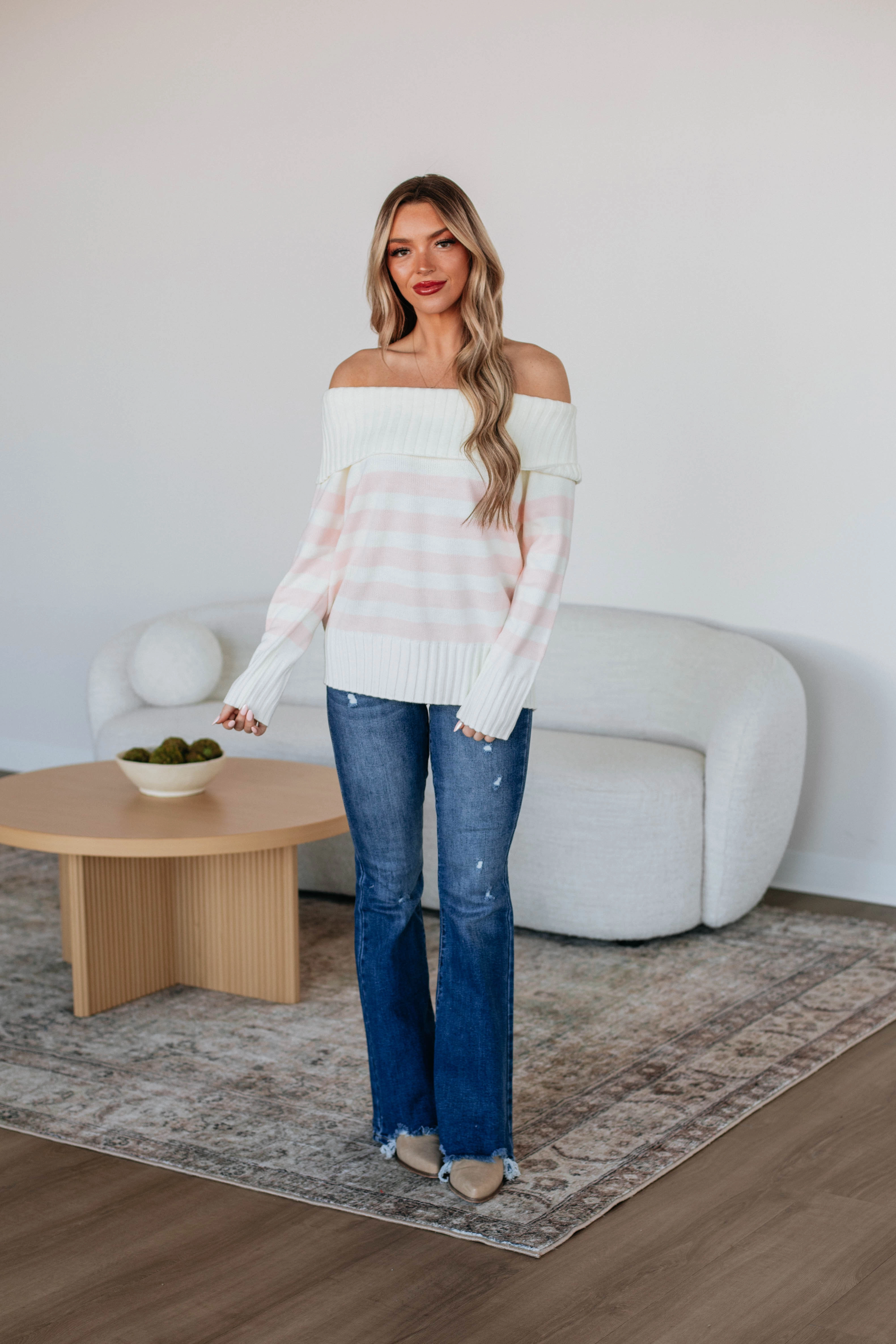 Flexible Style Casual Knit Layer Chantelle Off The Shoulder Sweater - Ivory