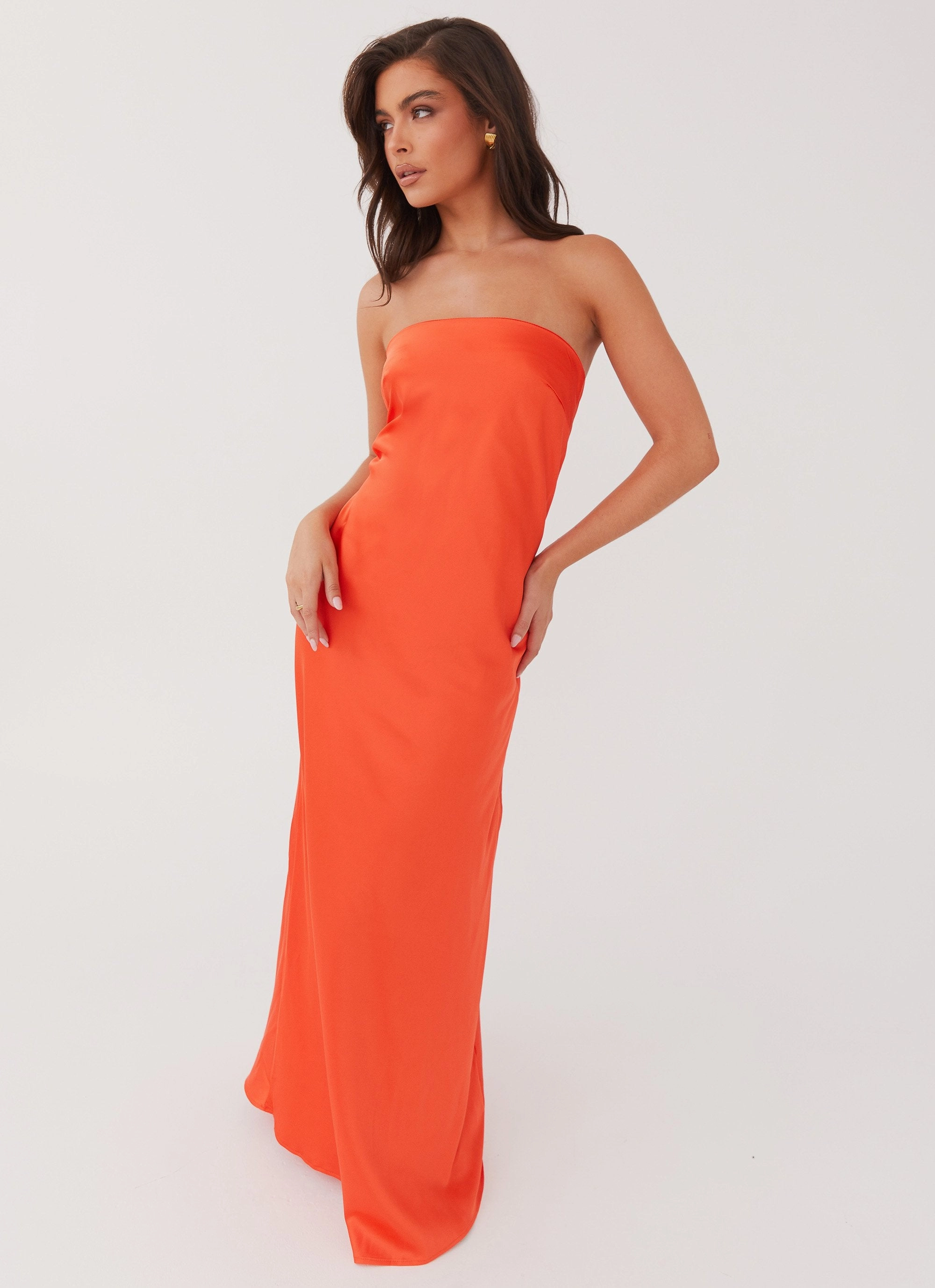 Chantelle Strapless Maxi Dress - Sunset Statement-Piece Evening Motion