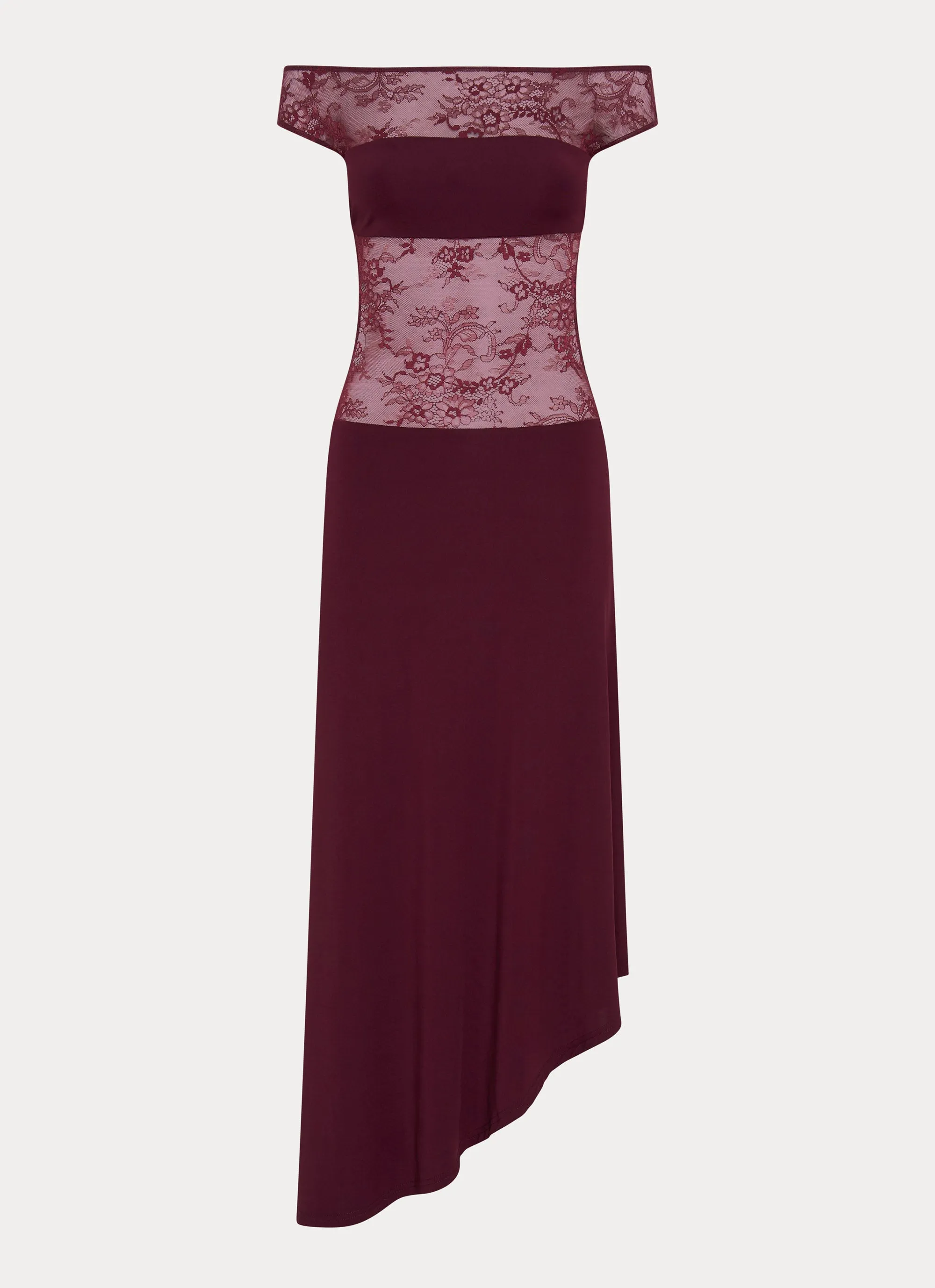Francoise Lace Midi Dress - Burgundy Layered Comfort Bright-Hue