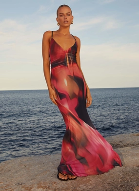 Charley Maxi Dress - Pink Print Balanced Tone