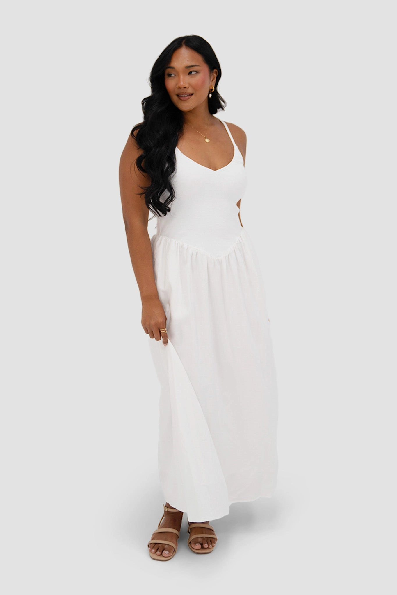YARA DRESS WHITE Elegant Layering Chic Harmony