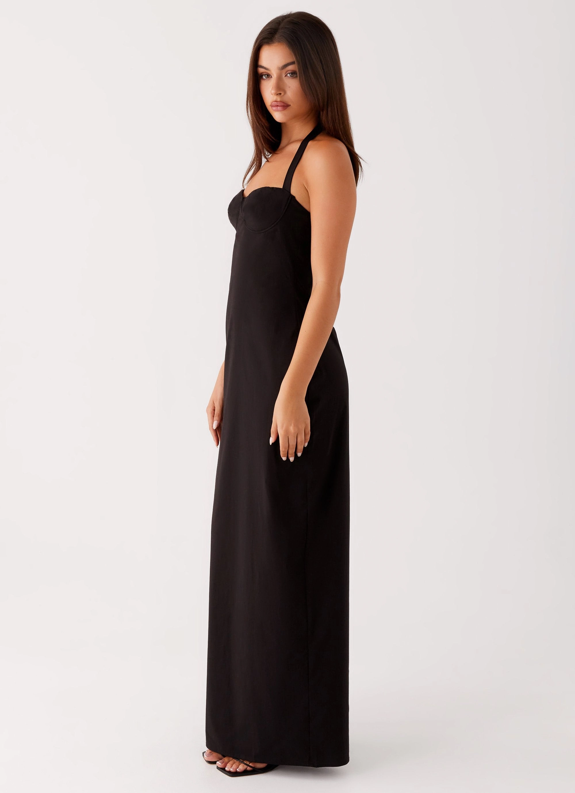 Airy Drape Soft Harmony Cheryl Maxi Dress - Black