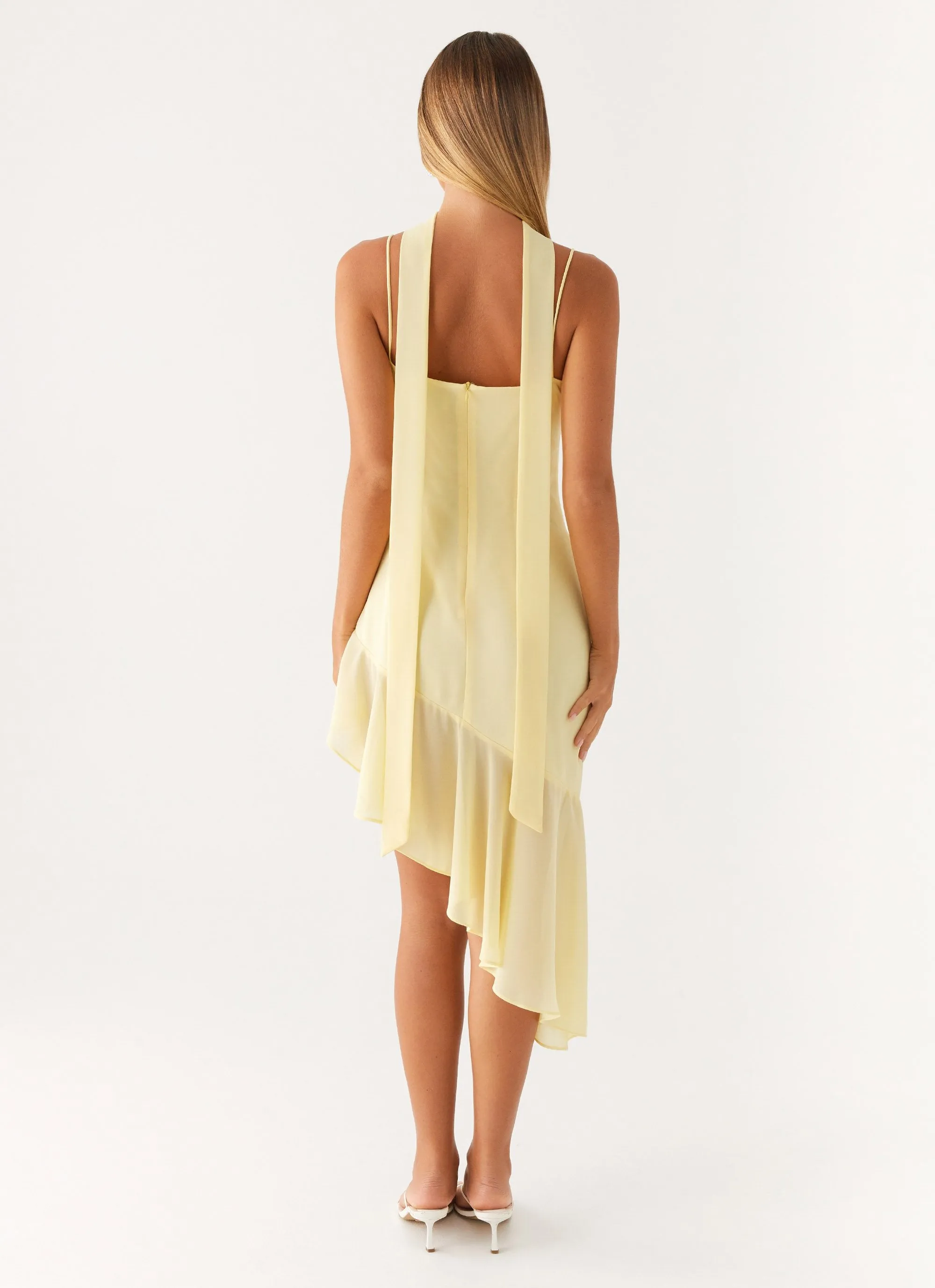 Timeless slip dress Chilly Weather Comfort Zesty Asymmetrical Midi Dress - Yellow