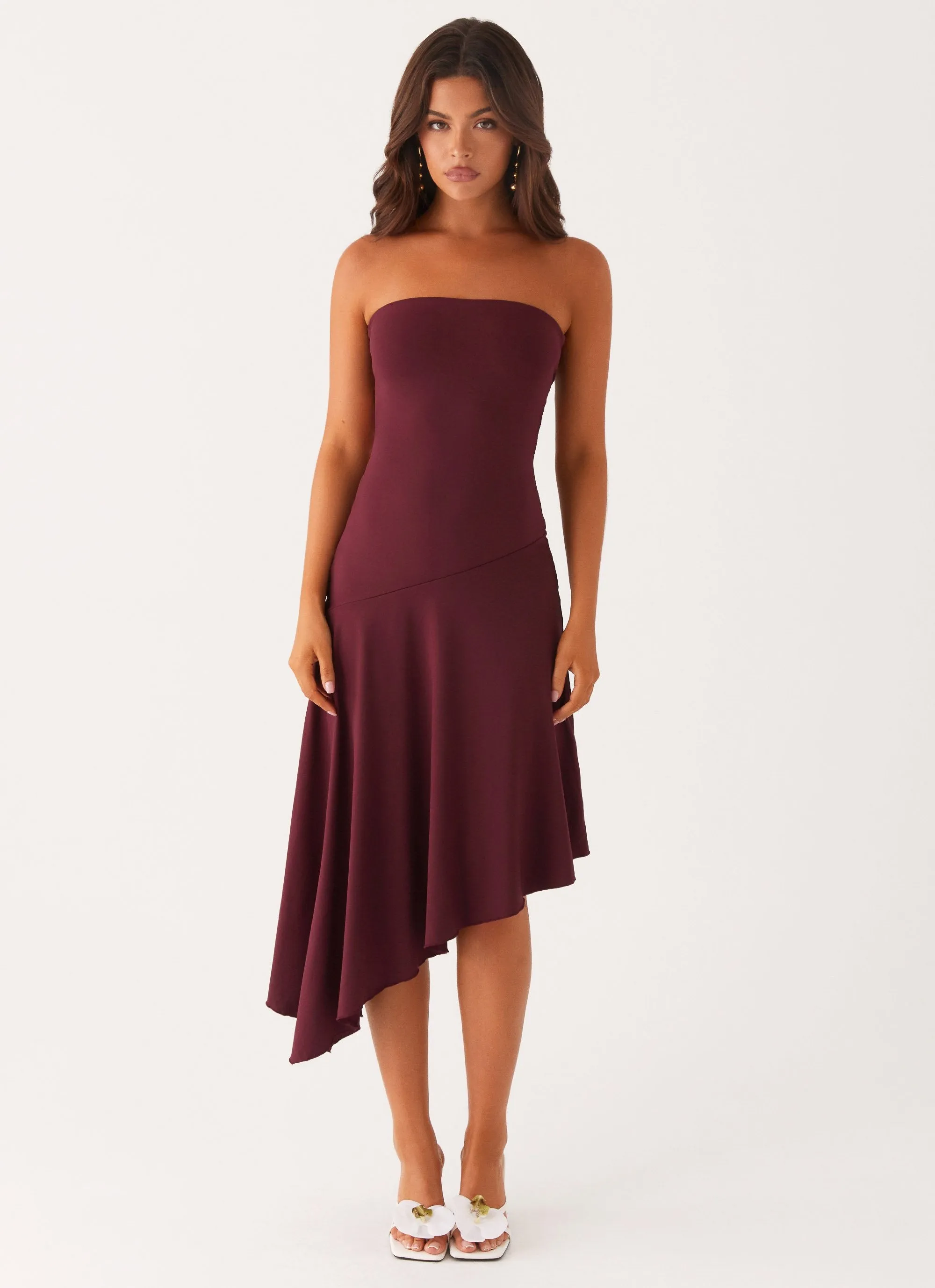 Juliana Midi Dress - Mulberry Non-Iron Flap-Detail