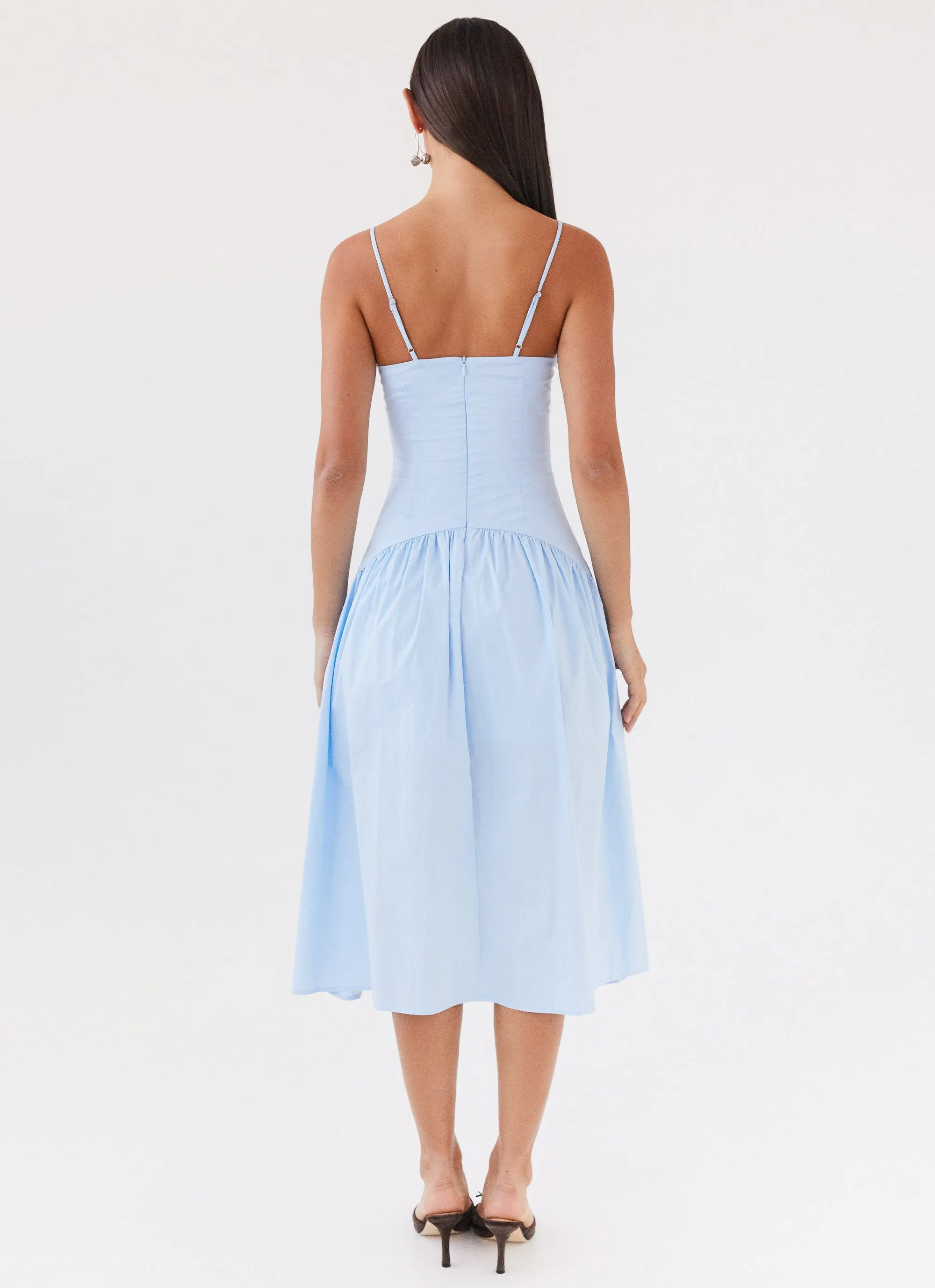 Yvette Corset Midi Dress - Blue Elegant Layering