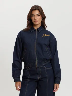 Guess Originals Blue Denim Bomber Jacket MultiPocket Configuration Interchangeable Liners