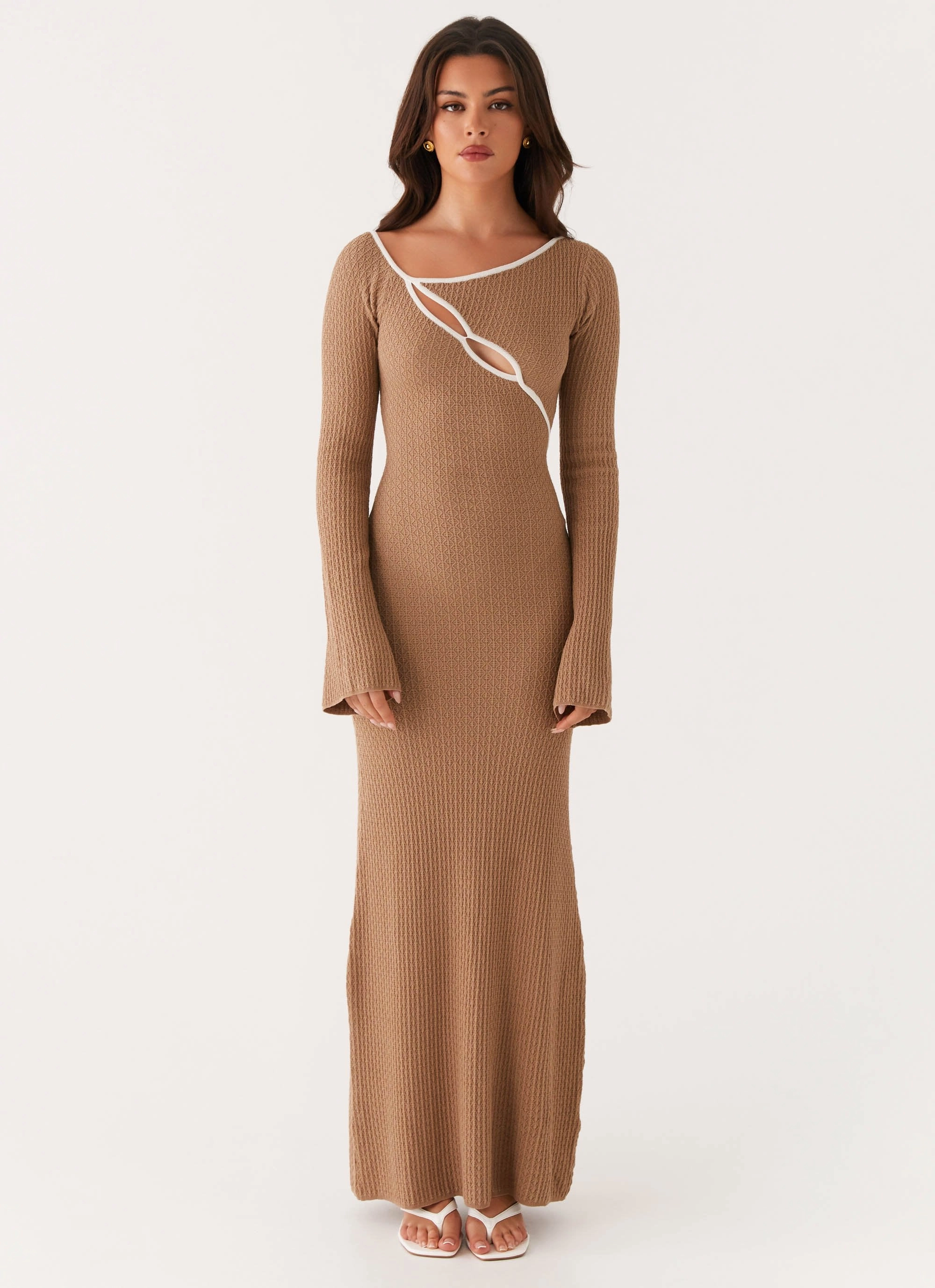 Hilary Crochet Maxi Dress - Tan Smart Layering