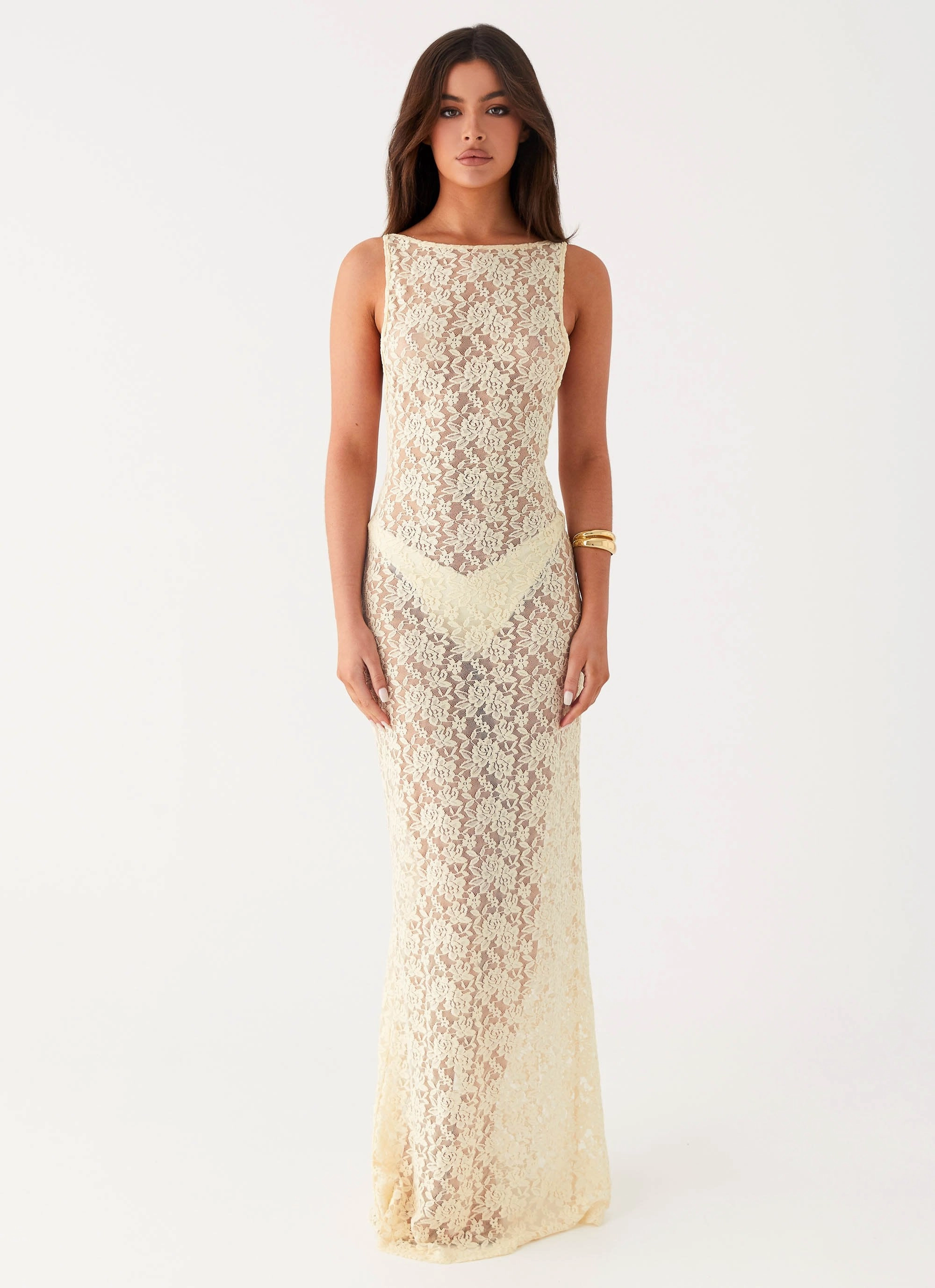Geometric-pattern Promised Land Lace Maxi Dress - Ivory