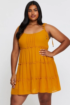 Cloud Light Light Must Skater Dress Square Neck Sleeveless Tie