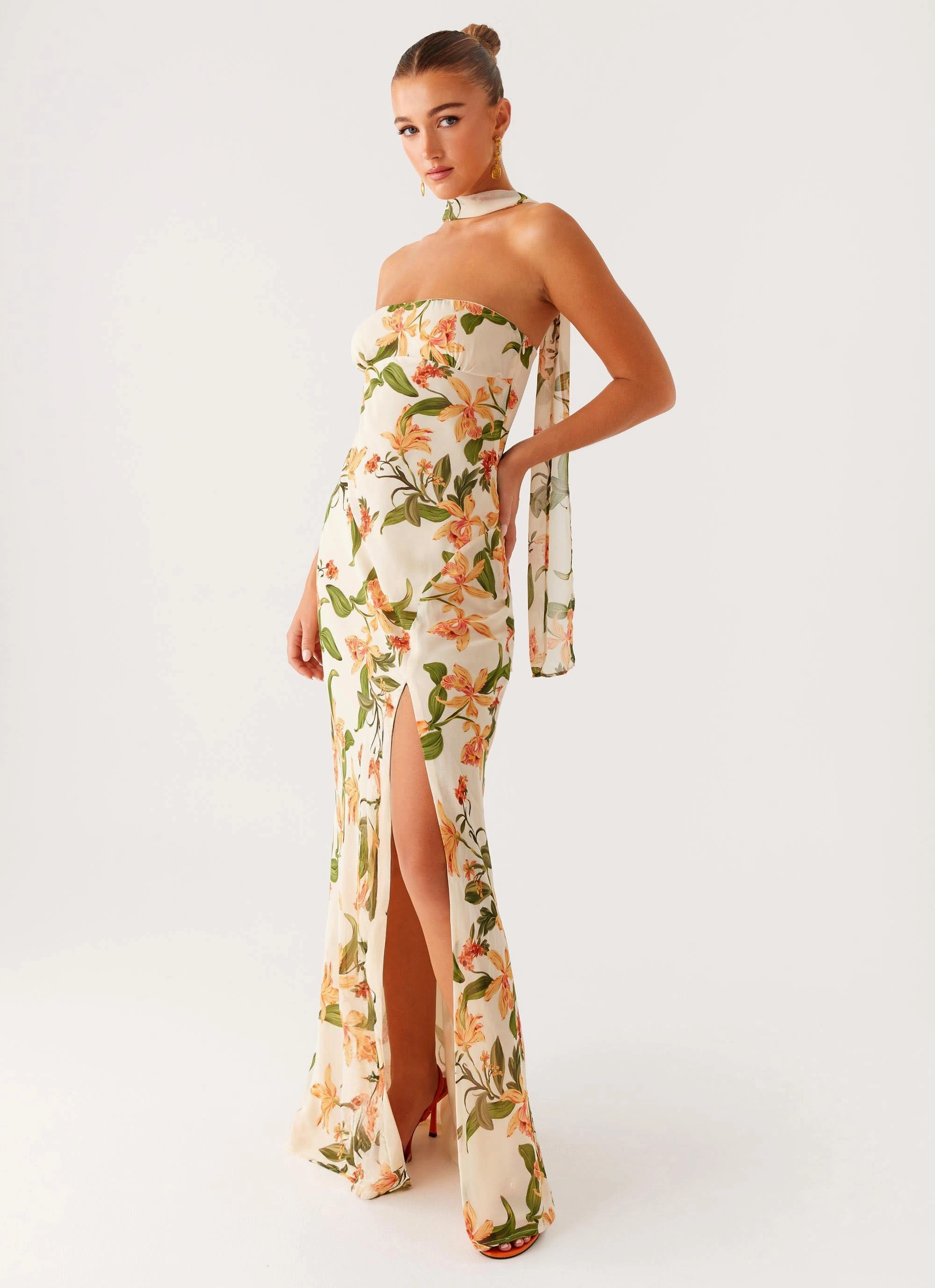 Perfect Waistband Gali Strapless Maxi Dress - Floral Print