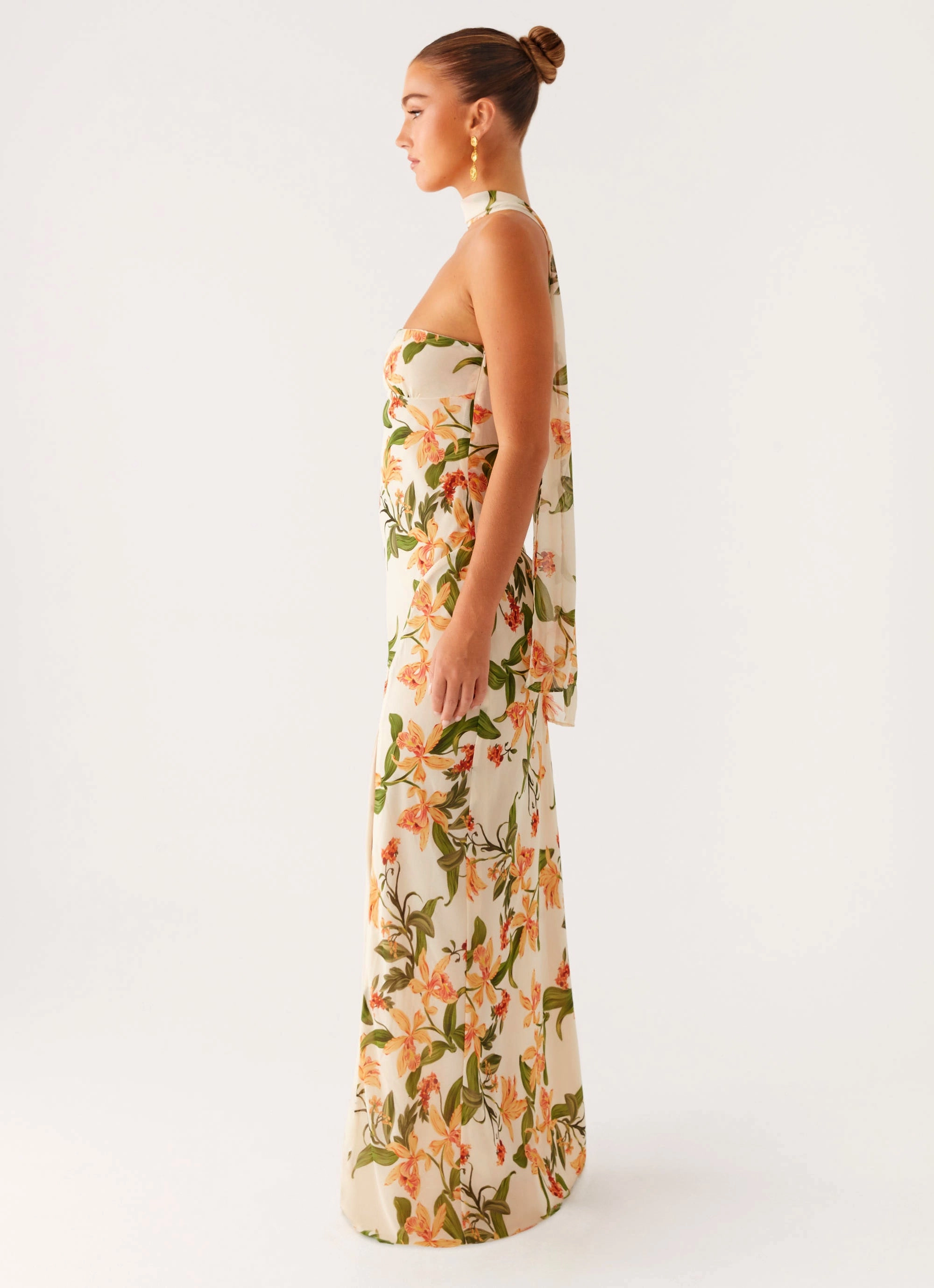 Texture Edge Gali Strapless Maxi Dress - Floral Print