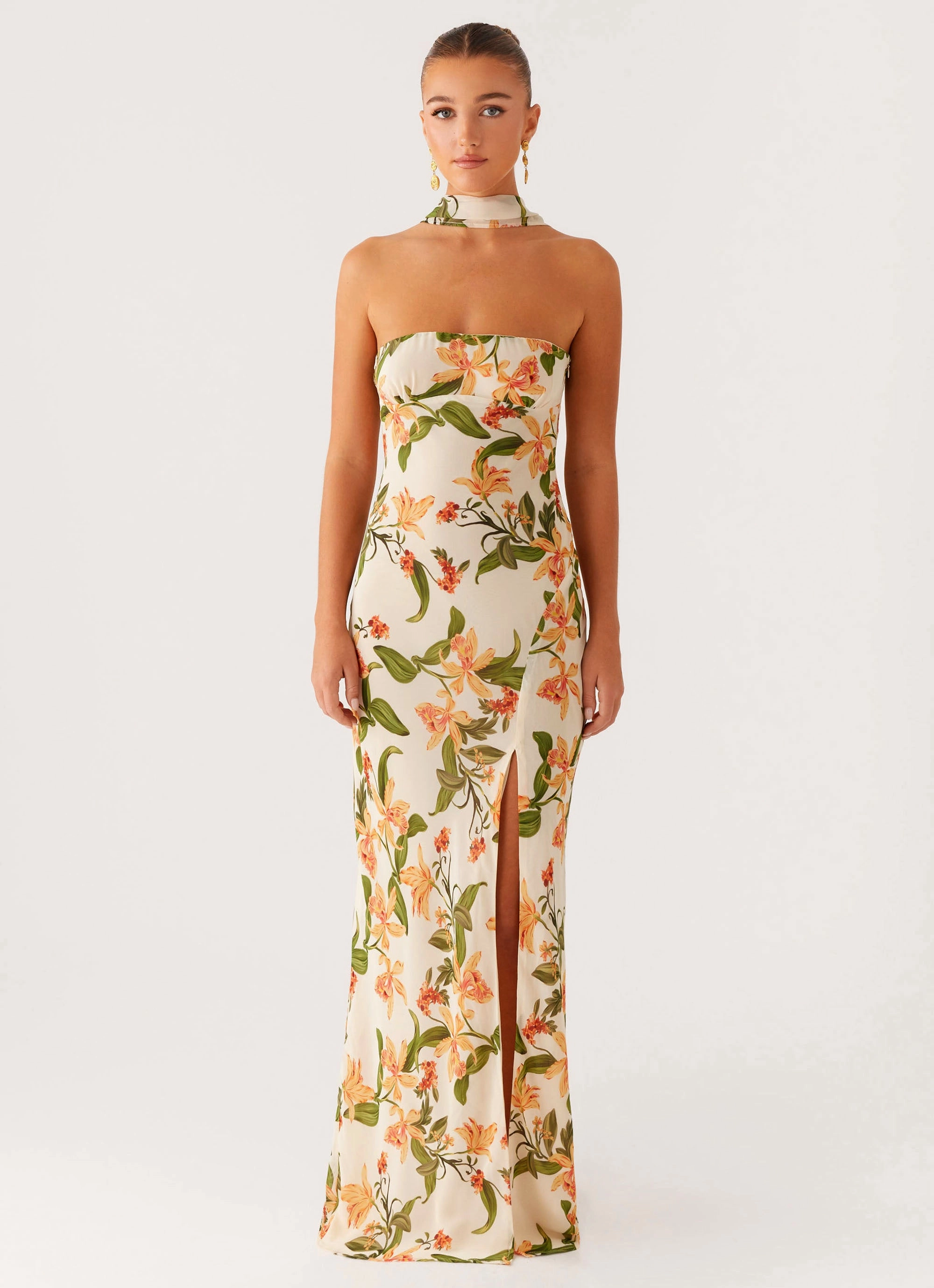 Comfortable casual dress Gali Strapless Maxi Dress - Floral Print