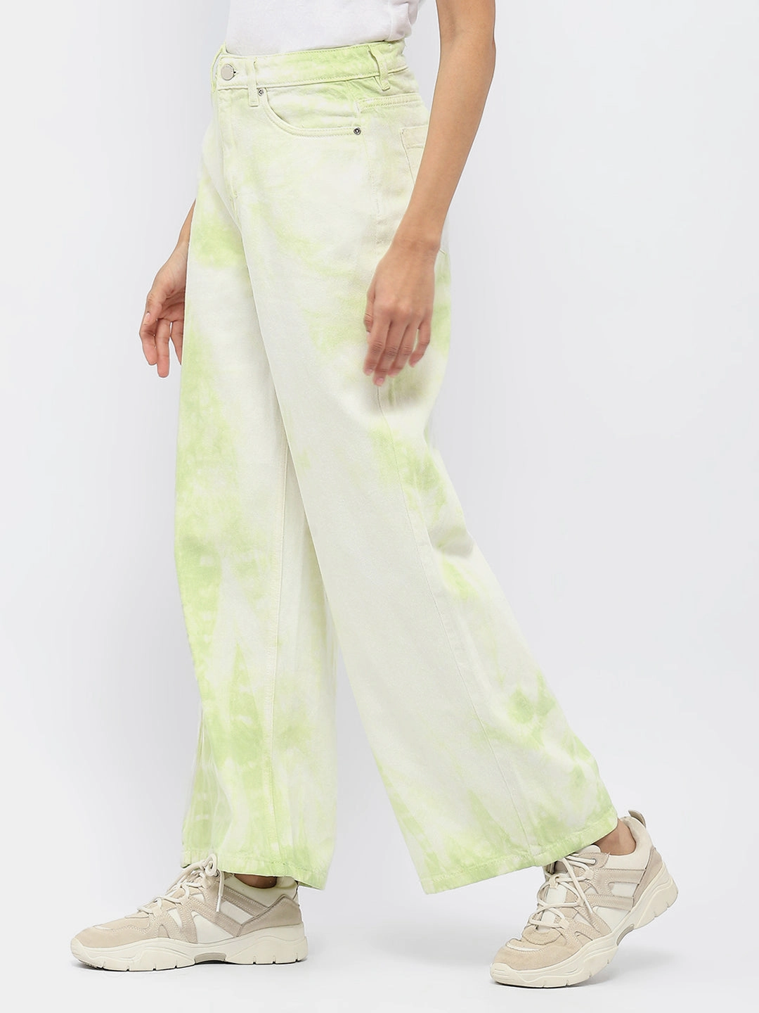 Outfit Formula Madame Tie-Dye Green Wide Leg Jeans