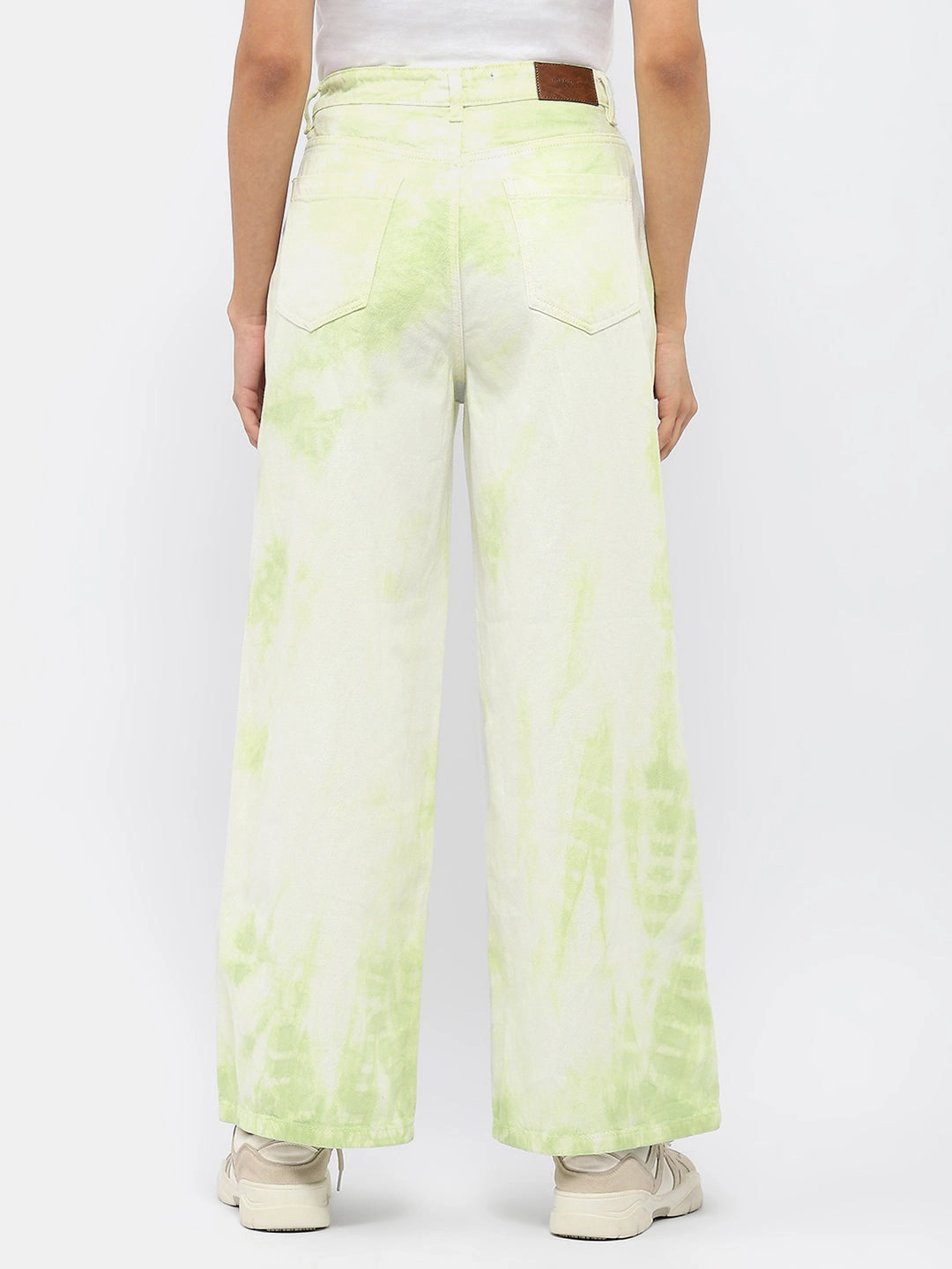 Madame Tie-Dye Green Wide Leg Jeans Travel Light Street Fashion Trend Setter Holiday Vibes