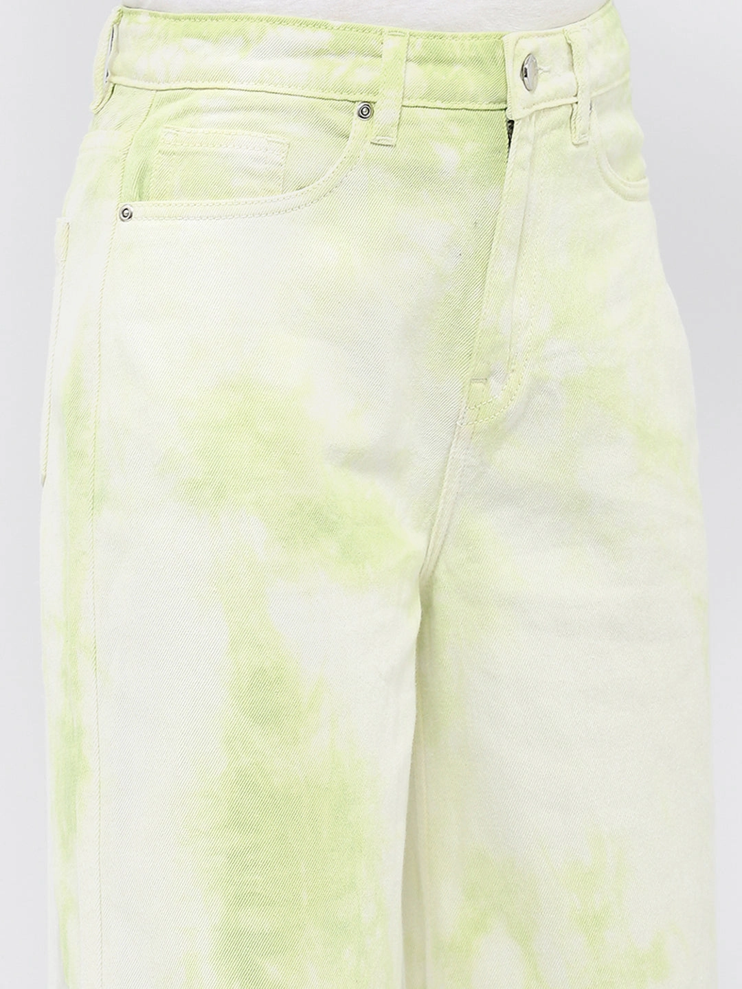 Madame Tie-Dye Green Wide Leg Jeans Relaxed Waistband