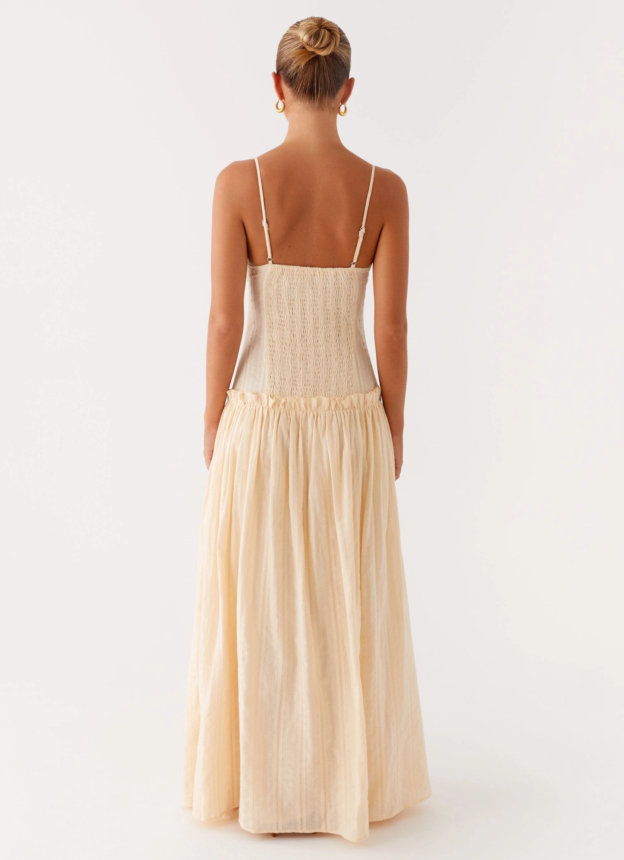 Classic Layering Office Tone Jacinda Drop Waist Maxi Dress - Cream