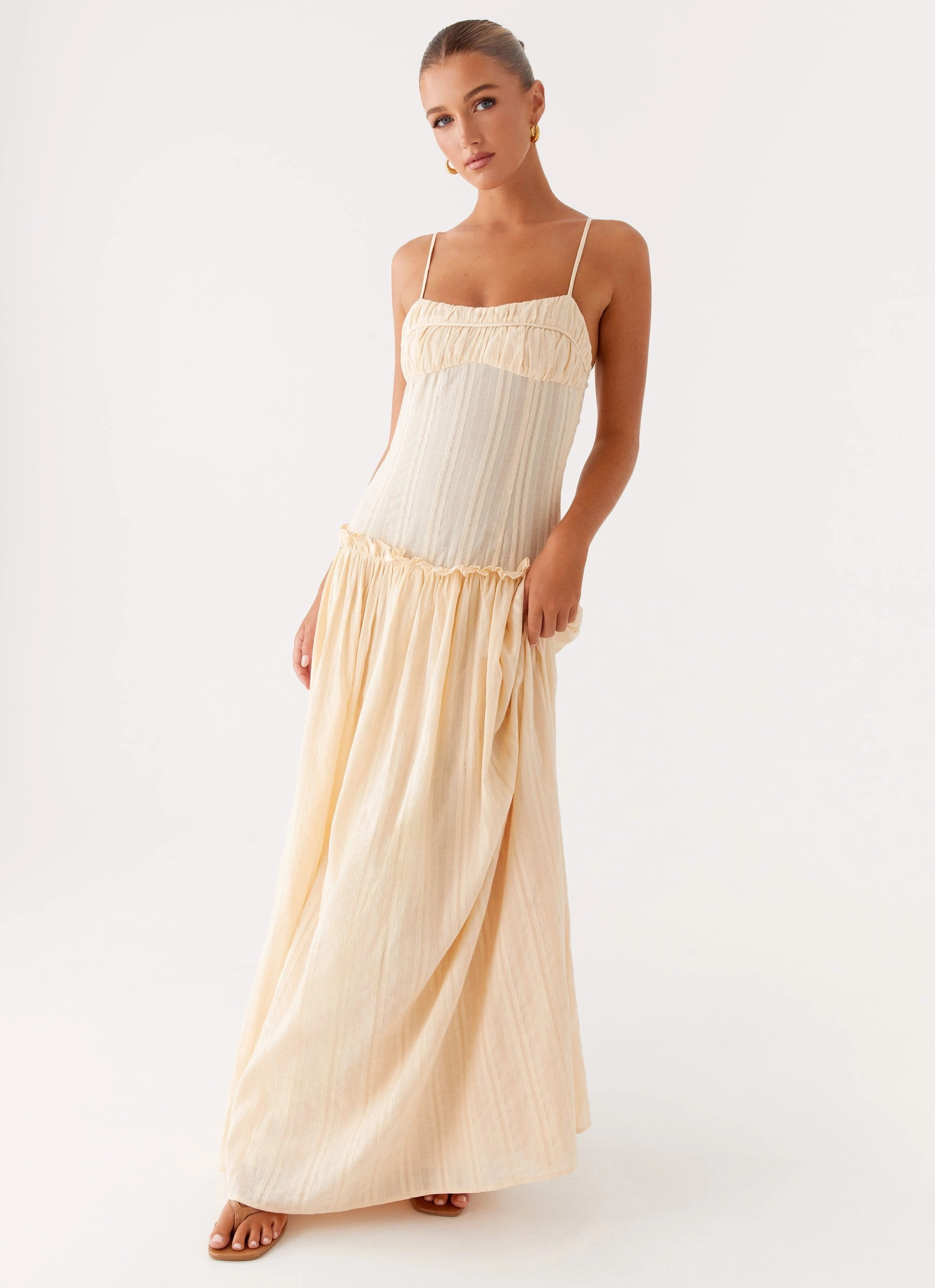 Soft Appeal Boho Mood Jacinda Drop Waist Maxi Dress - Cream