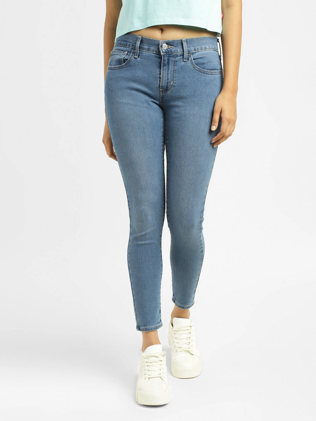 Women's 710 Blue Skinny Fit Mid Rise Jeans Flawless Design Trend Design