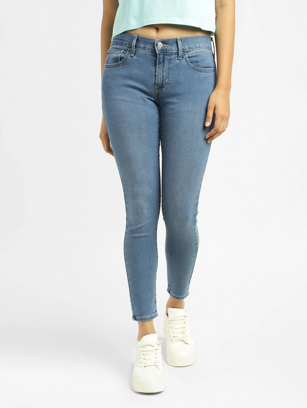 Sunny Vibes Rainy Day Shopping Day Women's 710 Blue Skinny Fit Mid Rise Jeans