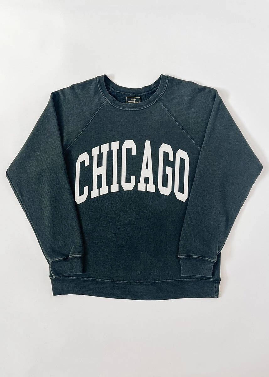 Classic Knit Design Chicago Classic Crew Sweatshirt - Vintage Black