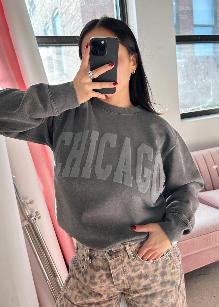 Knit Wearable Chicago Collegiate Puff Sweatshirt - Black