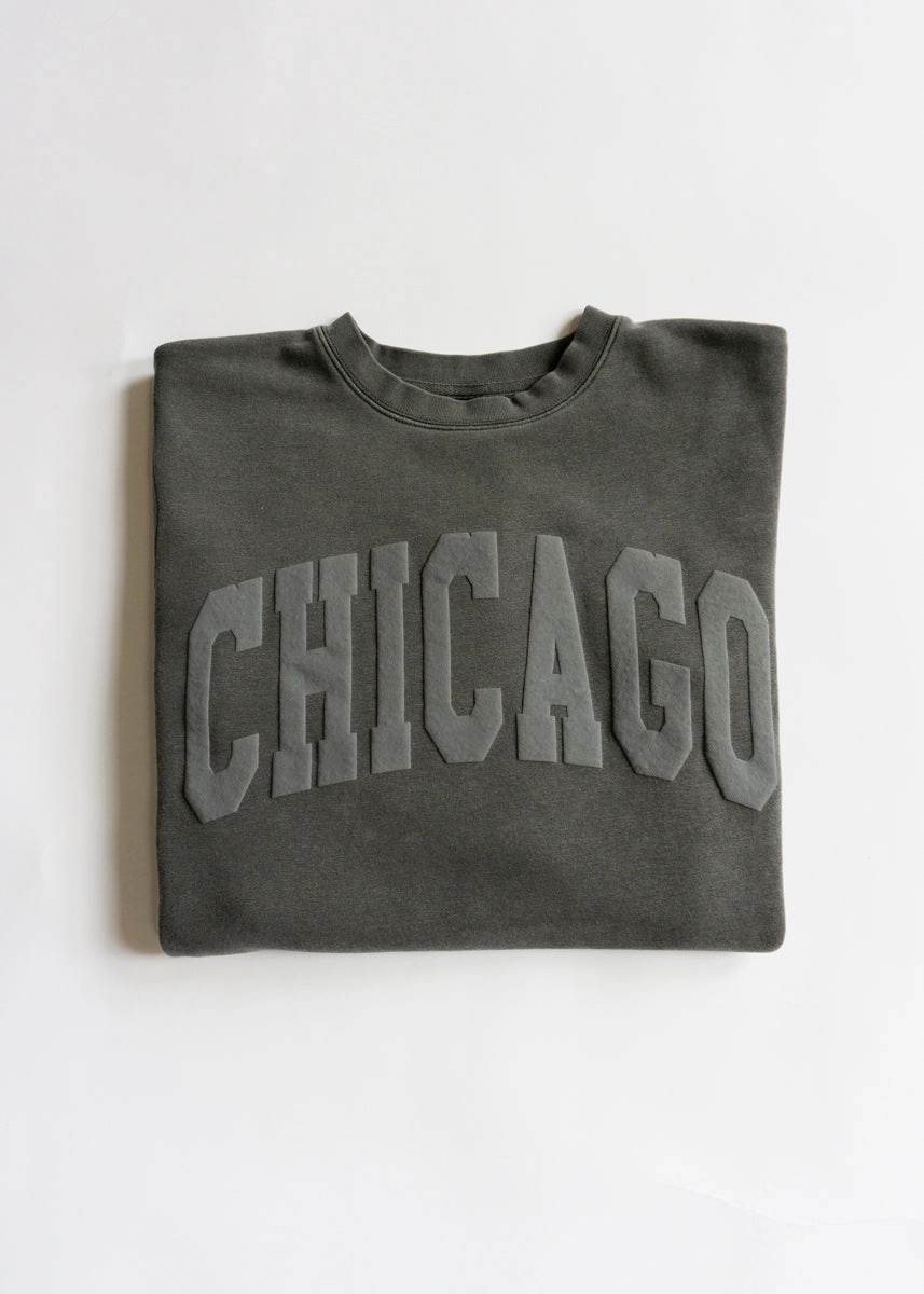 Breathable Open Weave Perfectly Cozy Chicago Collegiate Puff Sweatshirt - Black