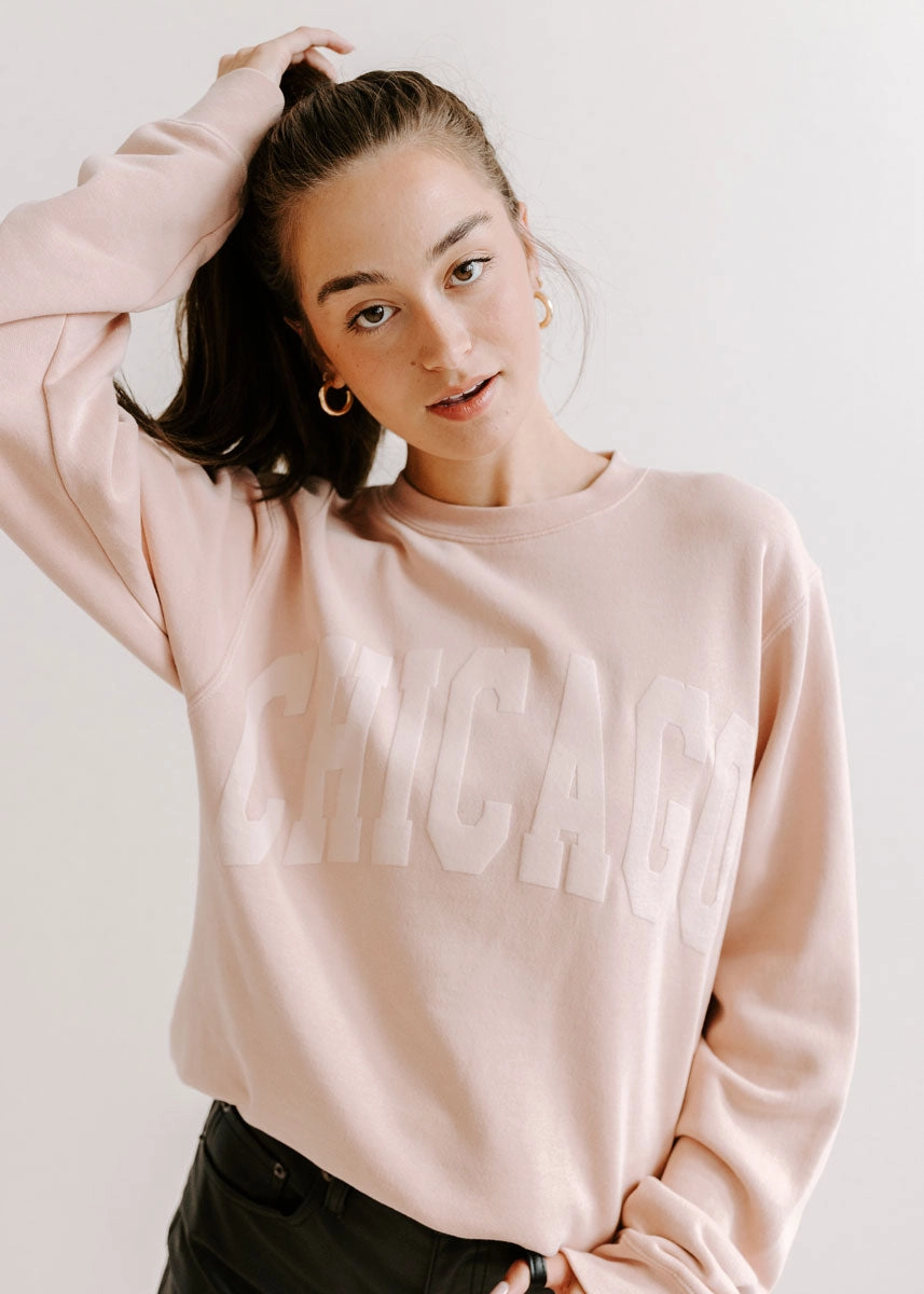 Chicago Collegiate Puff Sweatshirt - Dusty Pink Breathable Wear Fit Chill Mode