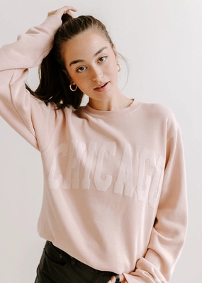 Chicago Collegiate Puff Sweatshirt - Dusty Pink Breathable Wear Fit Chill Mode