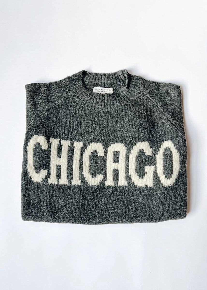 Chicago Crop Sweater - Gray Cozy Knit Piece Knit texture