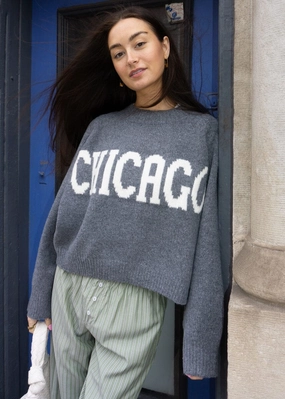 Relaxed Layers Chicago Crop Sweater - Gray
