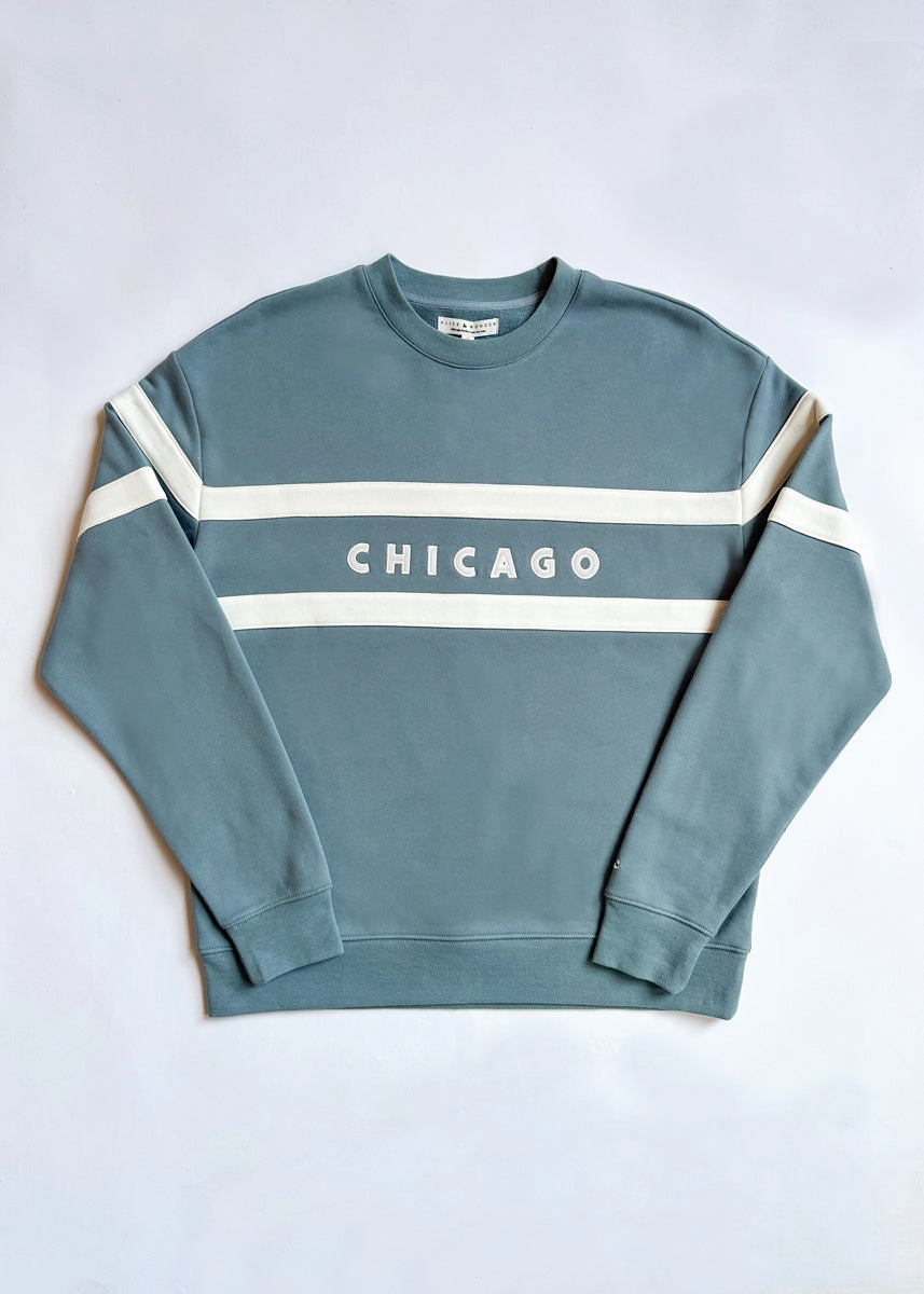 Warm And Comfortable Chicago Oversized Rugby Sweatshirt - Light Blue