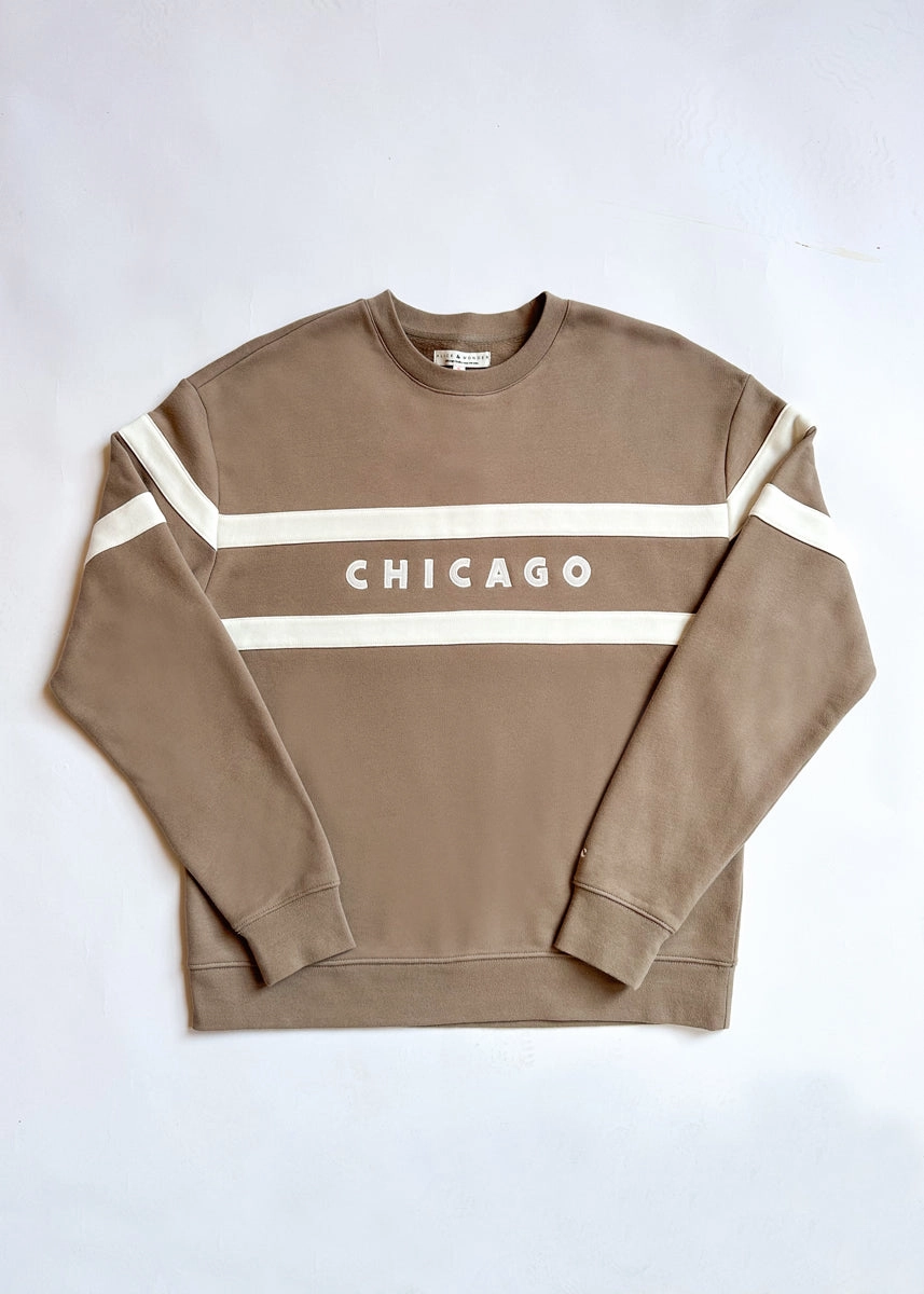 Chicago Oversized Rugby Sweatshirt - Taupe Hygroscopic Fiber Blend Cold Weather Fashion