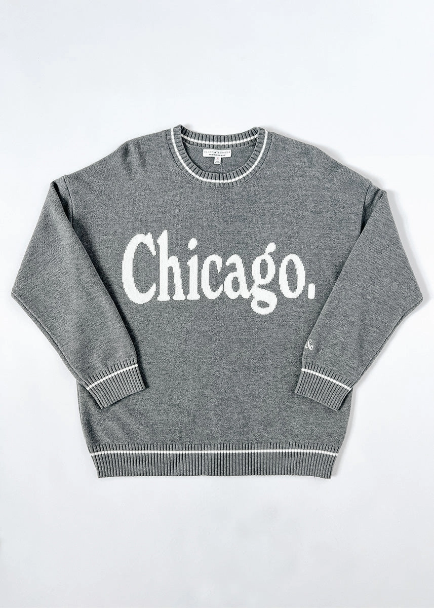 Chicago Oversized Stripe Cuff Sweater - Dark Grey Layered Comfort